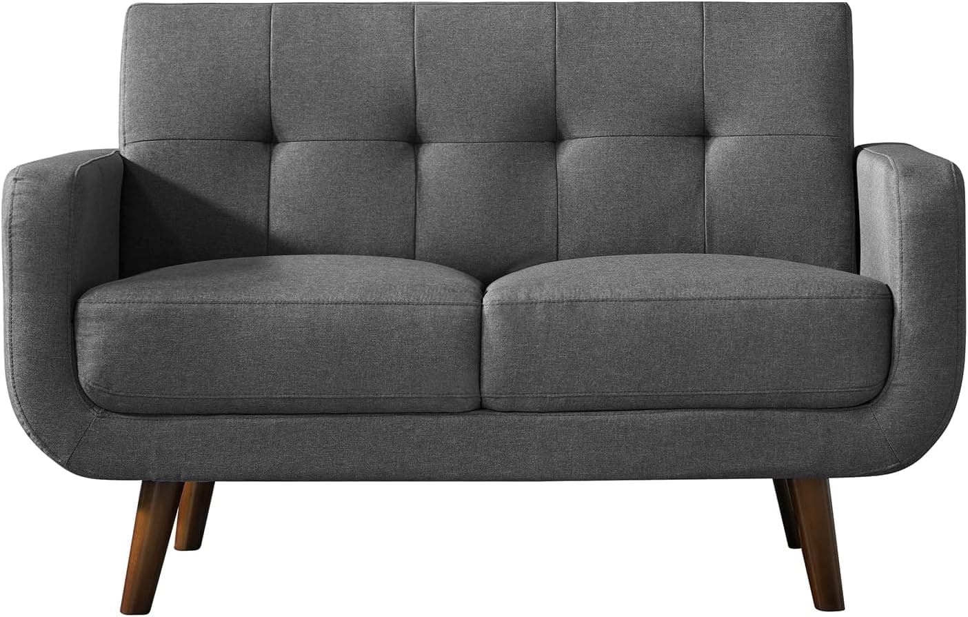 Husbedom 51(W) Tufted Loveseat Sofa Small Couch for Small Living Room, Bedroom,Apartment, Dorm,Straight Arms, Wooden Legs, Easy Assembly, Gray