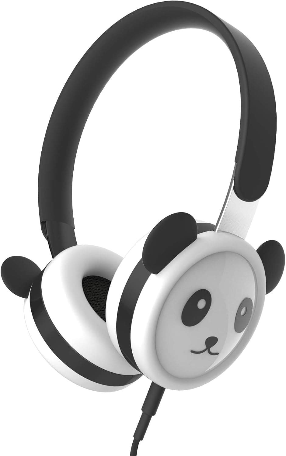 EINSKEY Kids Headphones with Panda Bear, Stainless Steel Adjustable Headband, Food-Grade Silicone Skin, Volume Limited Wired On-Ear Headset for Children Boys & Girls