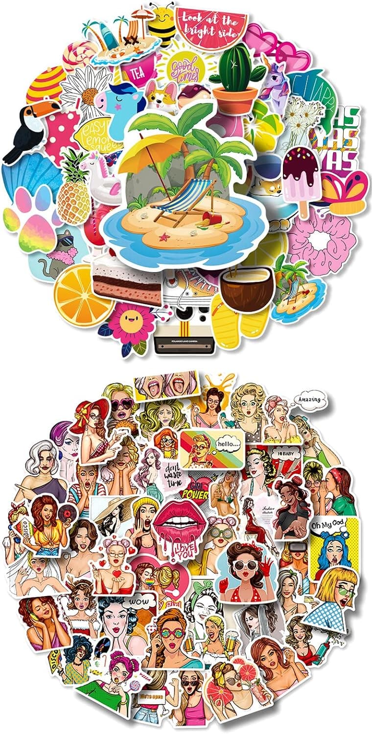 100 PCS Waterproof Stickers for Girls, Cute Stickers for Water Bottles,Aesthetic Vsco Laptop Skateboard Computer Hydroflask Stickers, Perfect Gifts for Kids Teens Adults
