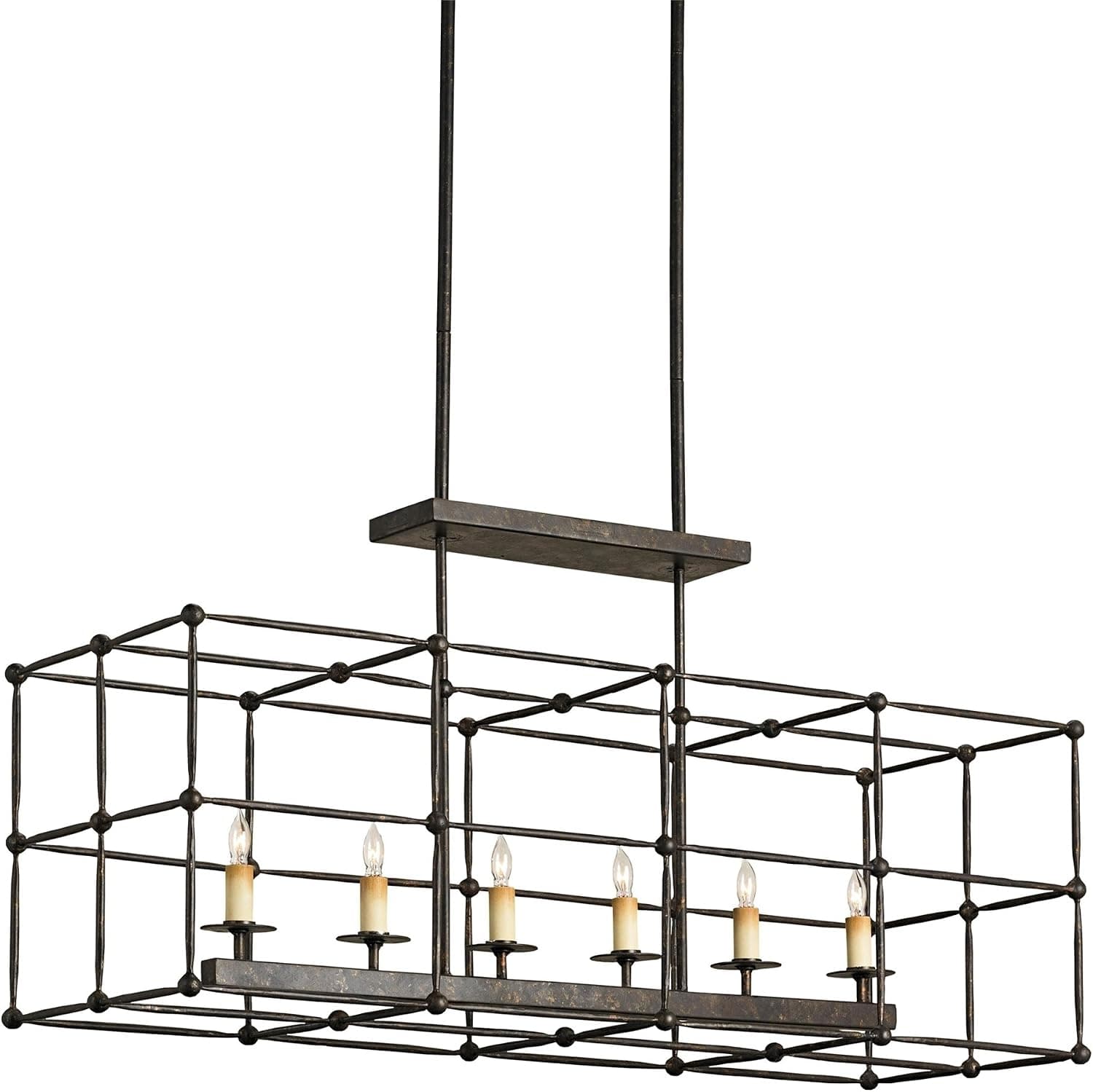 Currey and Company 9817 Fitzjames - Six Light Rectangular Chandelier, Mayfair Finish