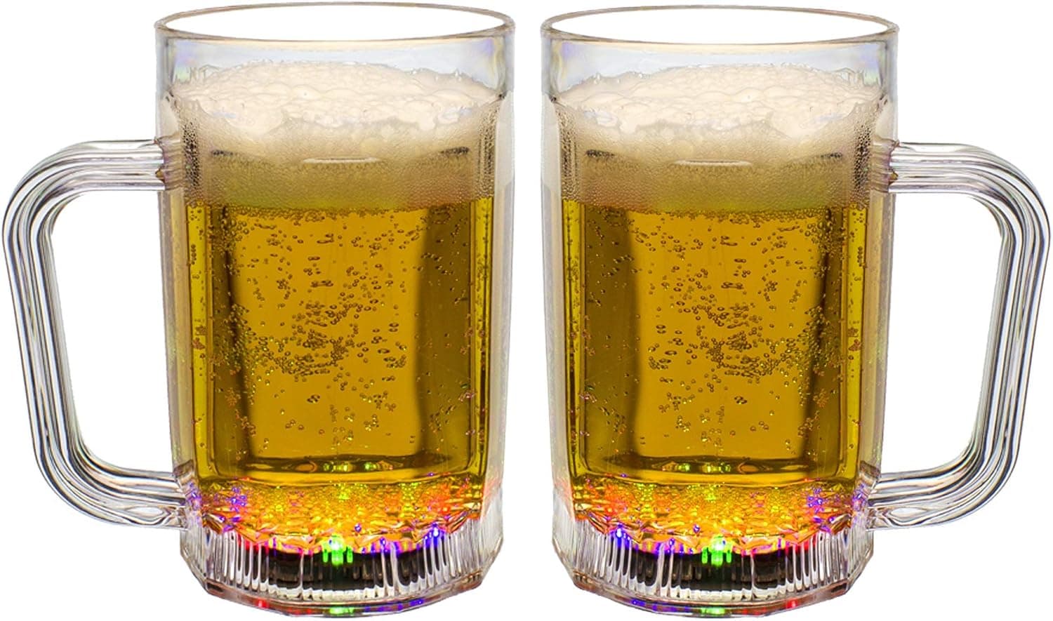 Windy City Novelties LED Light up Beer Drinking Glass Mug 14 OZ - Set of 2