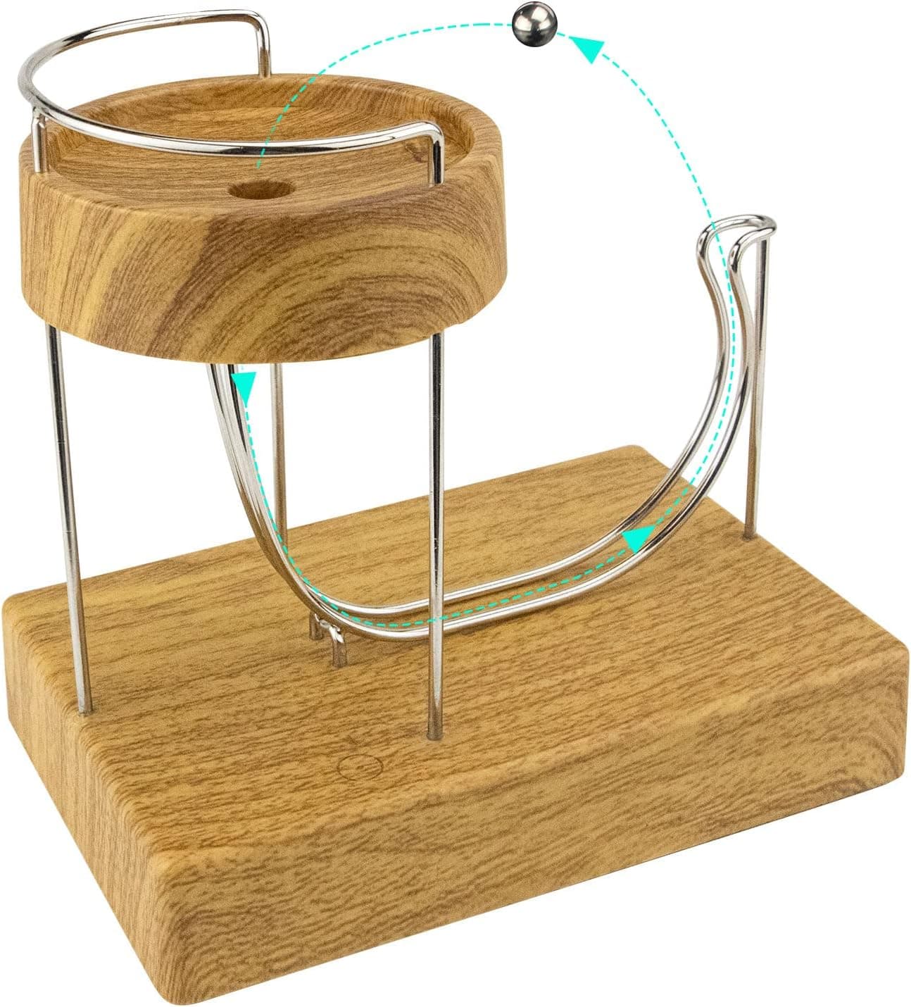 NICENICY Perpetual Motion Machine Simulator, Kinetic Art Perpetual Motion Device, Stable Electromagnetic Drive, Educational Gadget for Teaching Students, Science Physics Gadget. Wood Grain