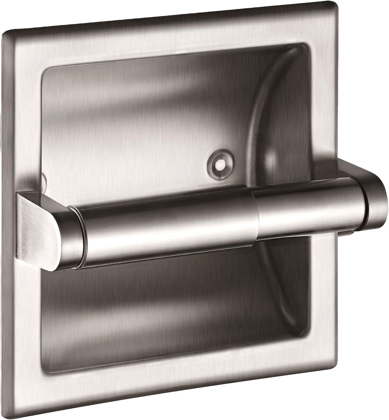 Smack Brushed Nickel Recessed Toilet Paper Holder,Contemporary Hotel Style Wall Toilet Paper Holder - Recessed Toilet Tissue Holder Includes Rear Mounting Bracket