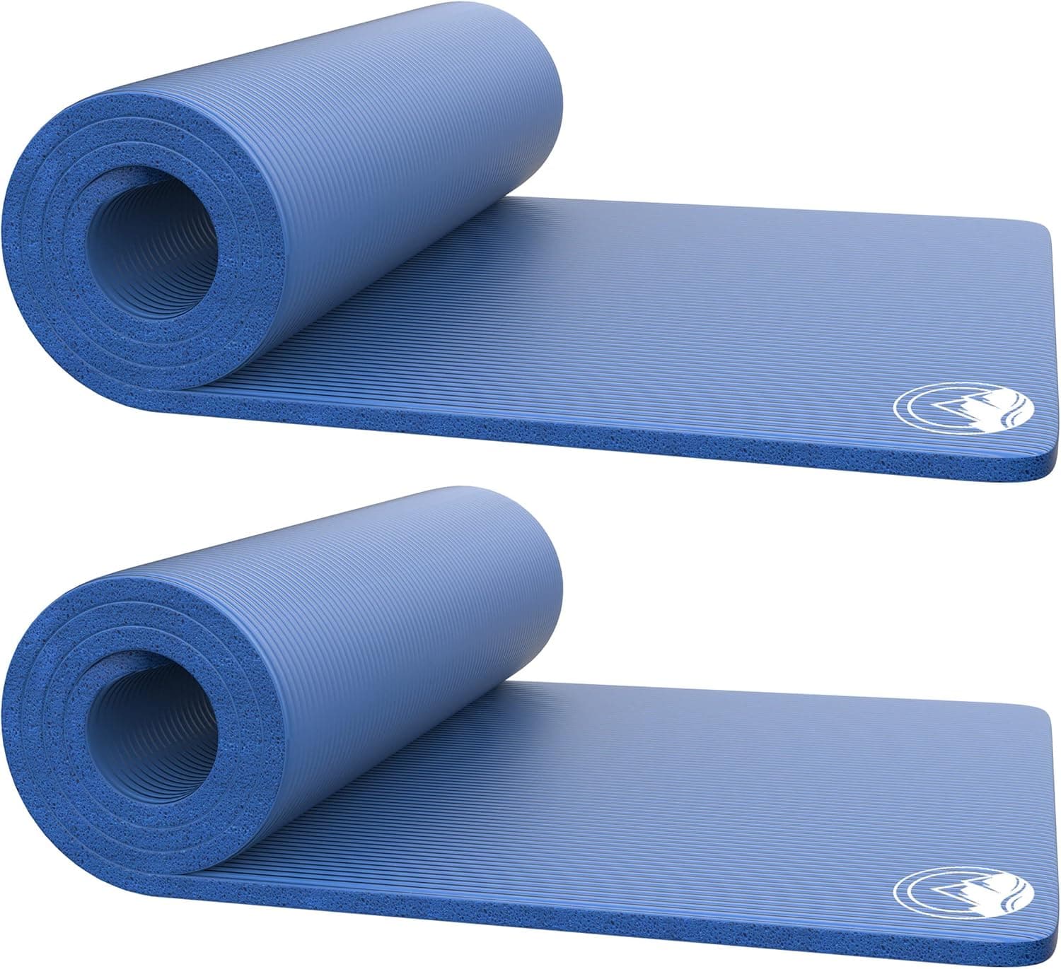 Set of 2 Foam Sleeping Mats for Camping – 0.75-Inch Waterproof Sleep Pad Set with Carry Straps for Cots, Tents, or Sleepovers by Wakeman (Blue)