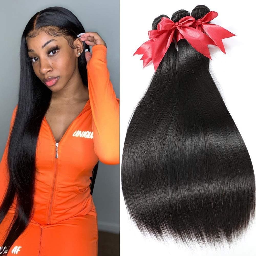 10A Brazilian Straight Hair Bundles Virgin Human Hair 3 Bundles Straight Hair Extensions Weave Hair Human Bundles 100% Unprocessed Virgin Hair Bundles (18 20 22)