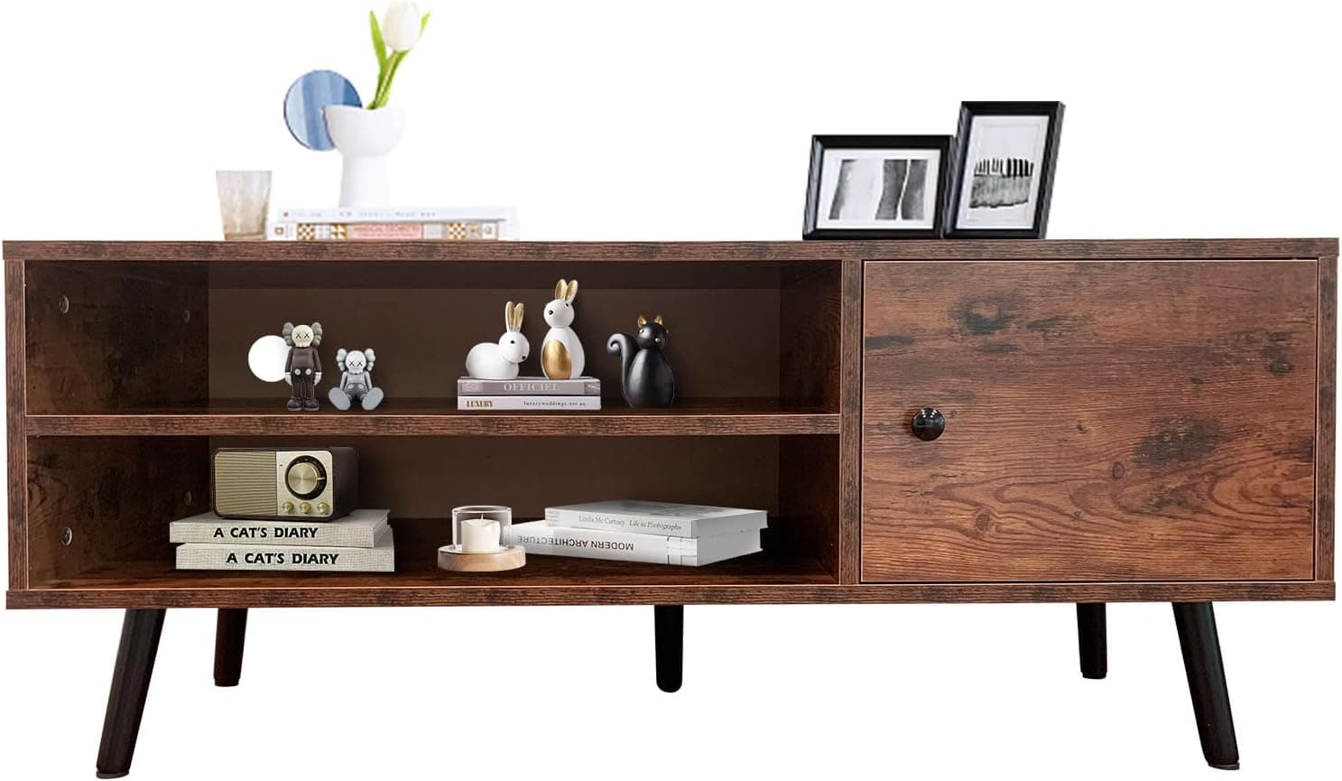 AI LI CHEN Mid Century Modern TV Stand, TV Media Console, Entertainment Center TV Console Table with Storage, TV Stand in Living Room, 43.3" W