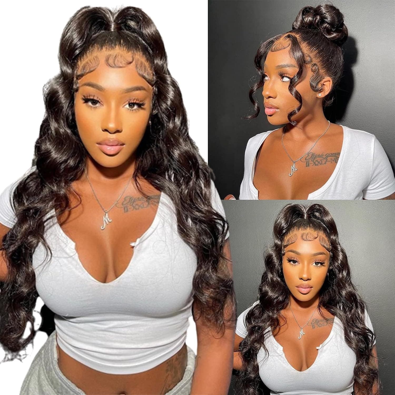 360 Lace Front Wigs Human Hair Pre Plucked, Body Wave Full Lace Human Hair Wigs for Black Women Transparent Lace Front Wigs Human Hair Can Make High Ponytail And Bun 150% Density Natural Color (28 inch, 360 lace front wigs human hair)
