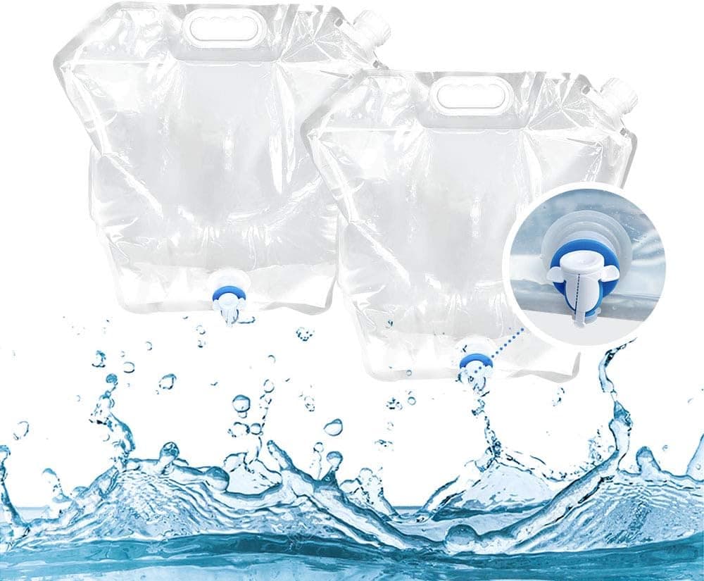 TIYASTUN Collapsible Water Container Bag with Spigot (2 Pack 3.2 Gallon/12L) BPA Free Plastic Water Carrier Camping, Outdoor Folding Water Bag, Collapsible Water Jug Camping, No-Leak Freezable