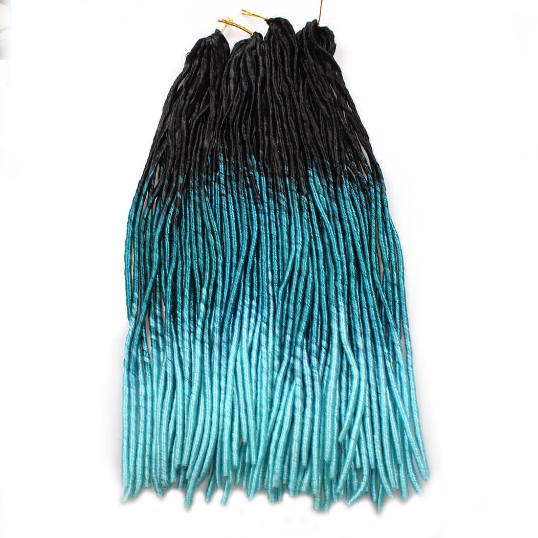 Lolly Ombre Hair 4 Bundles 20inch Synthetic Hair Weaving 100g/pcs Dreadlocks Hair Extension (black&dark blue&light blue)