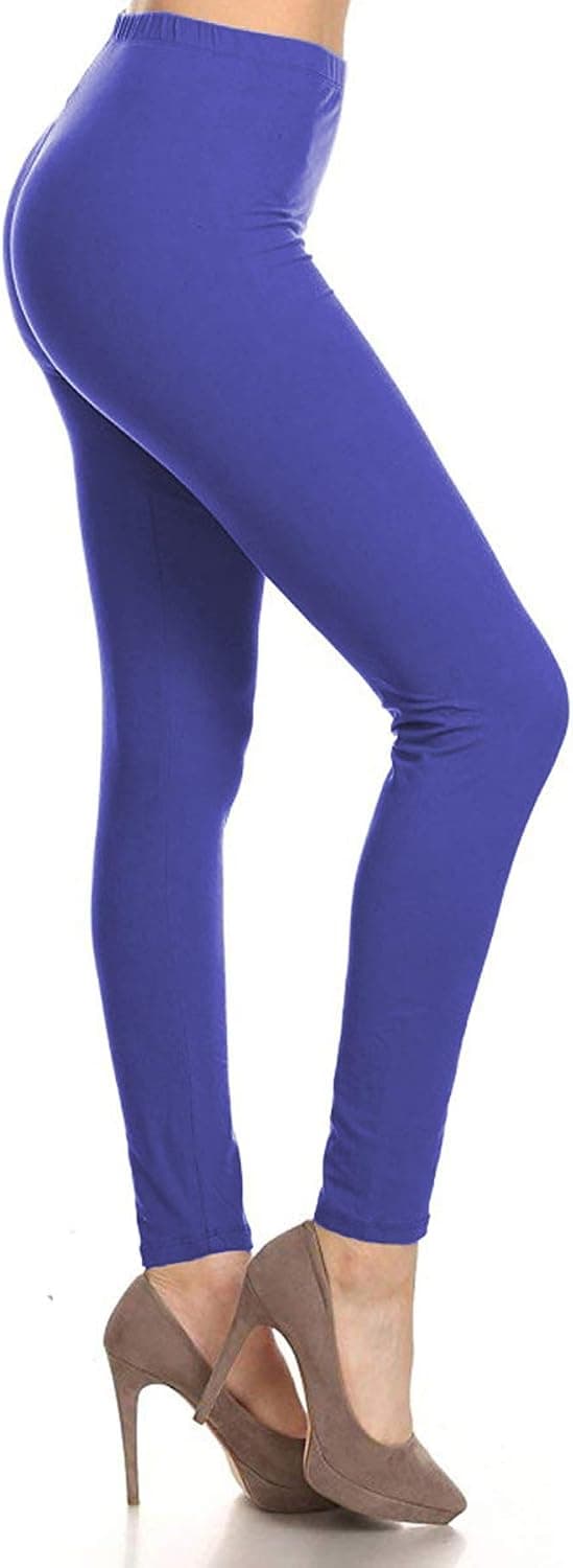 Leggings Depot High Waist Leggings for Women Buttery Soft 1 inch Waistband Solid Leggings - Reg, Plus, 1X3X, 3X5X