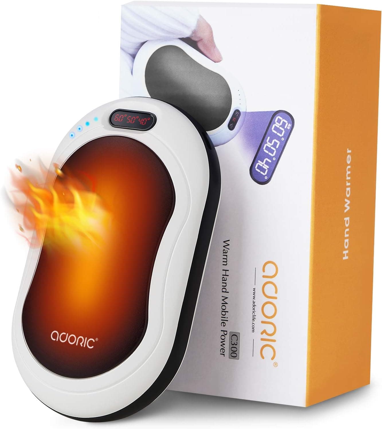 Hand Warmer, Adoric Life 4in1 Electric Hand Warmers Rechargeable 10000mAh Power Bank, Portable Pocket Heater, Quick Heating for Women, Men, Outdoors, Hunting, Camping, Christmas, Winter Gift