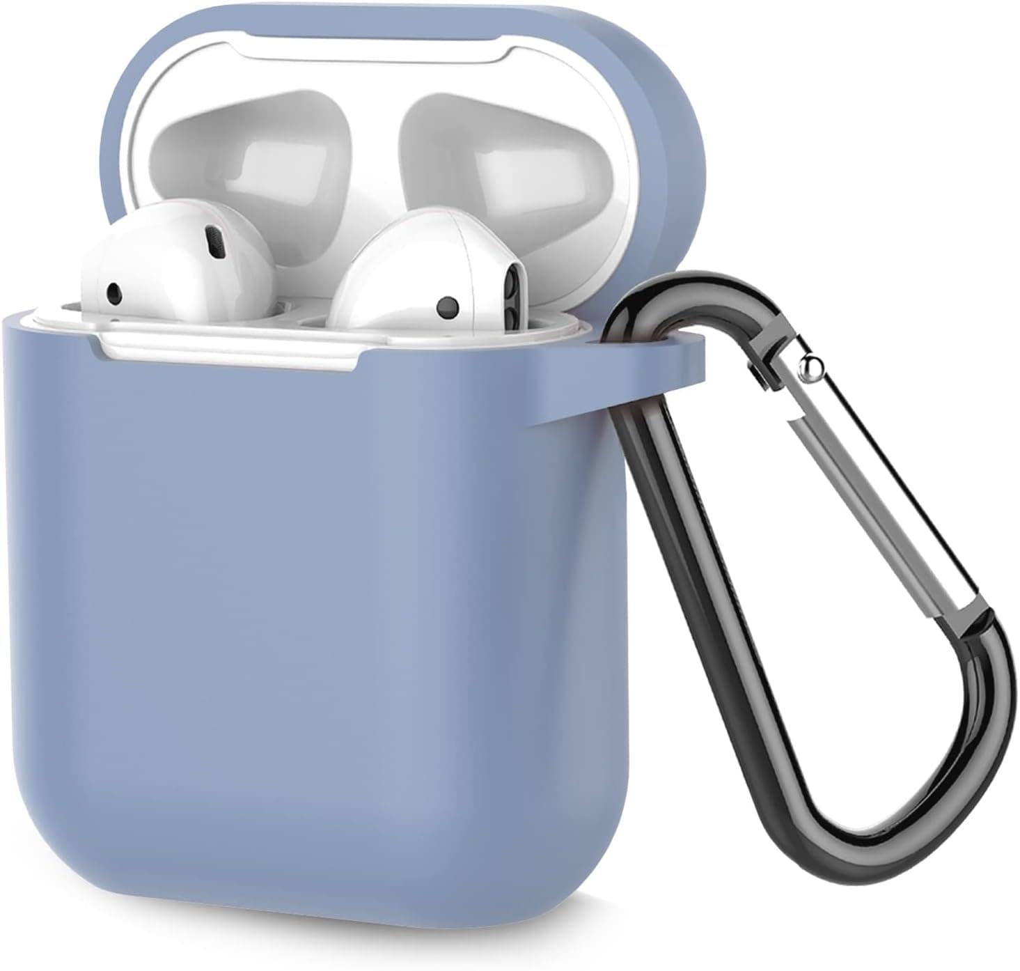 Coffea Protective Silicone Case with Keychain for Apple AirPods 1 & 2 (Front LED Not Visible) Alaskan Blue