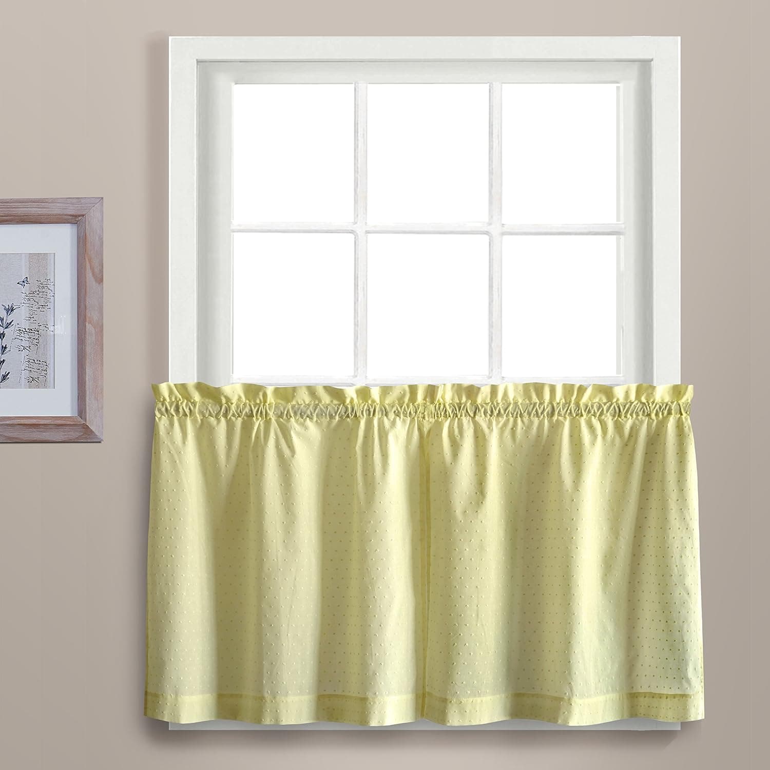 United Curtain Dorothy Window Curtain Swiss Dot Tiers, 54 X 36" , Yellow