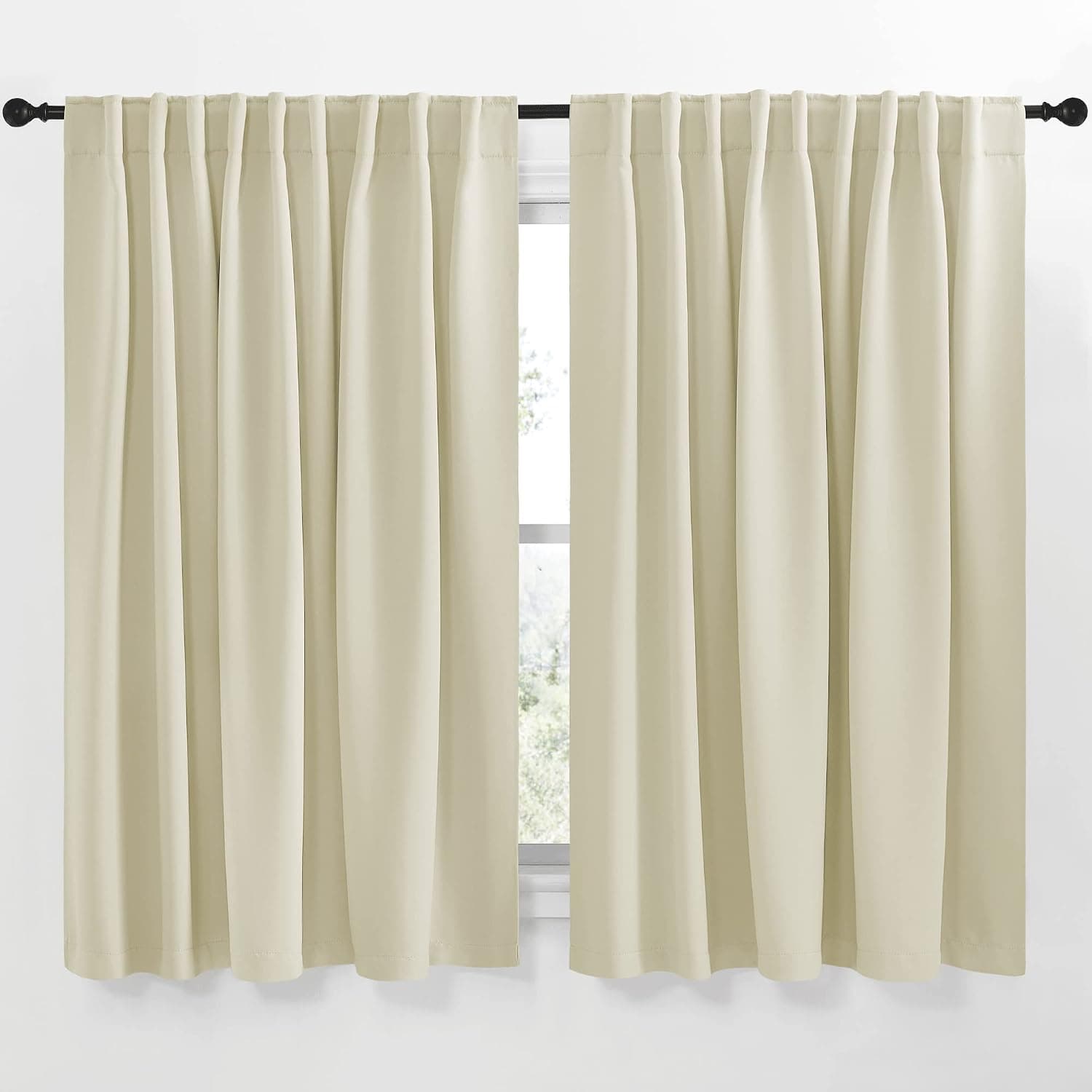 NICETOWN Extra Wide Kitchen Room Darkening Curtains, Privacy Window Treatment Drapes for Dining Room (Beige, 70" Wide x 63" Long, Set of 2)