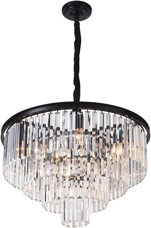 EDISLIVE 9-Light 23inch Crystal Ceiling Lights Flush Mount Light Fixture Round Layer Chandelier Pendant Lamp (23inch)