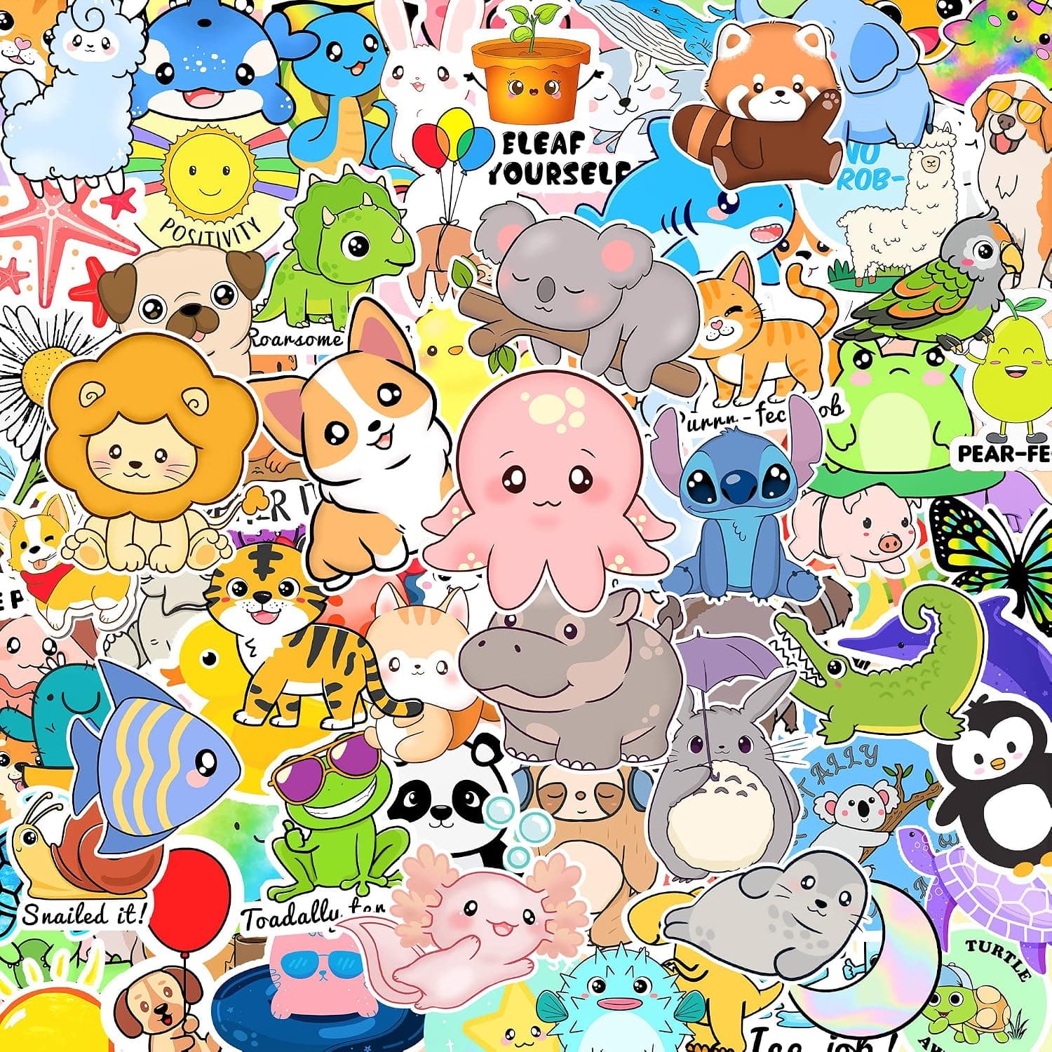 223Pcs Cute Animal Stickers, Kawaii Punny Rewards for Classroom, Laptop, Bumper, Skateboard, Water Bottles, Computer, Phone, Cute Animal Stickers for Kids Party