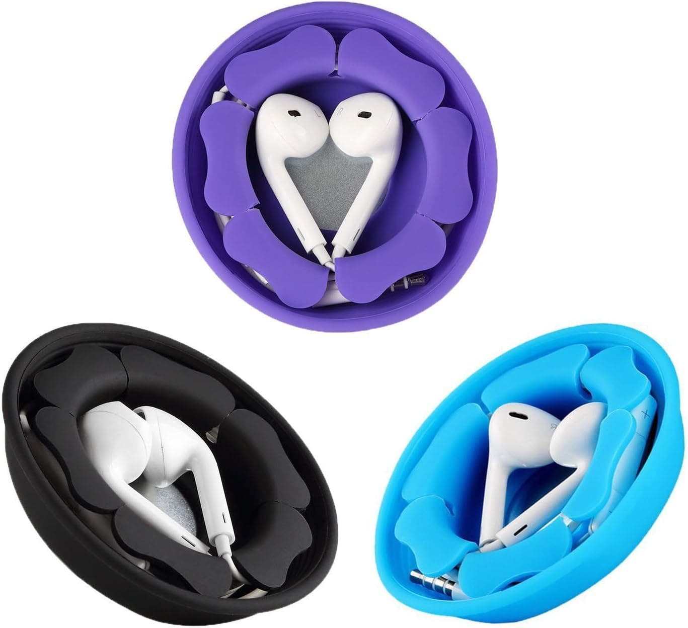 MAIRUI Earbud Case Holder Pack [3 Pack], Earphone Case Wrap Earbuds Nest Tangle-Free Silicone Magnetic Organzier