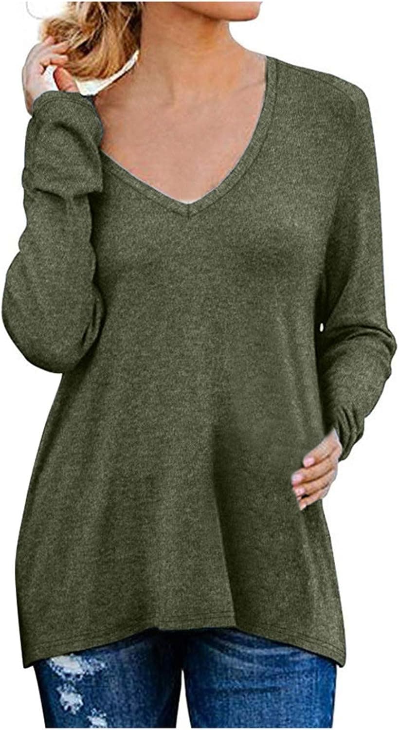 Portazai Christmas Tunic Tops for Women Casual Long Sleeve Cute Graphic T-Shirts Womens Fashion Loose Fit Shirt Blouses