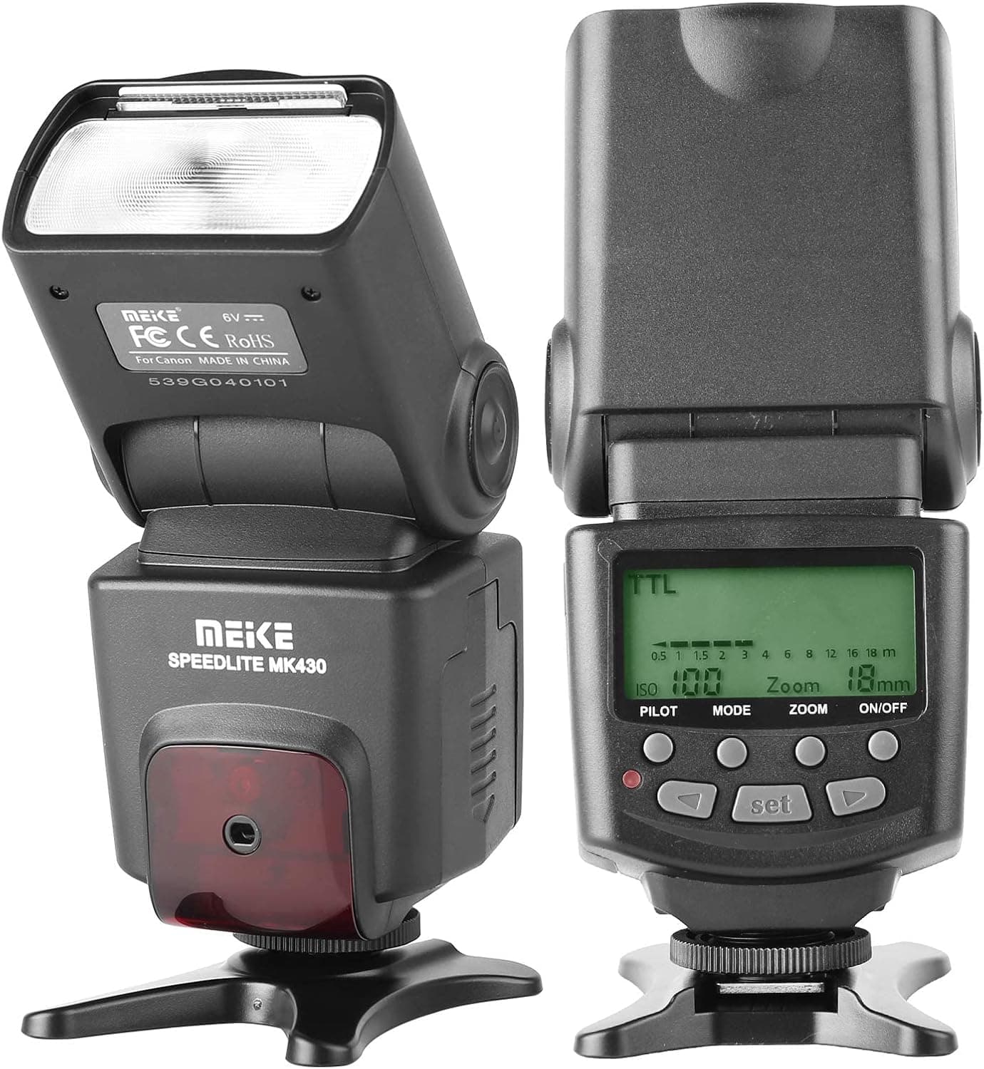 Meike MK430 TTL LCD Flash Speedlite Compatible with Canon DSLR Camera EOS 70D 77D 80D Rebel T7i T6i T6s T6 T5i T5 T4i T3i SL2 and with Standard Hot Shoe Stand