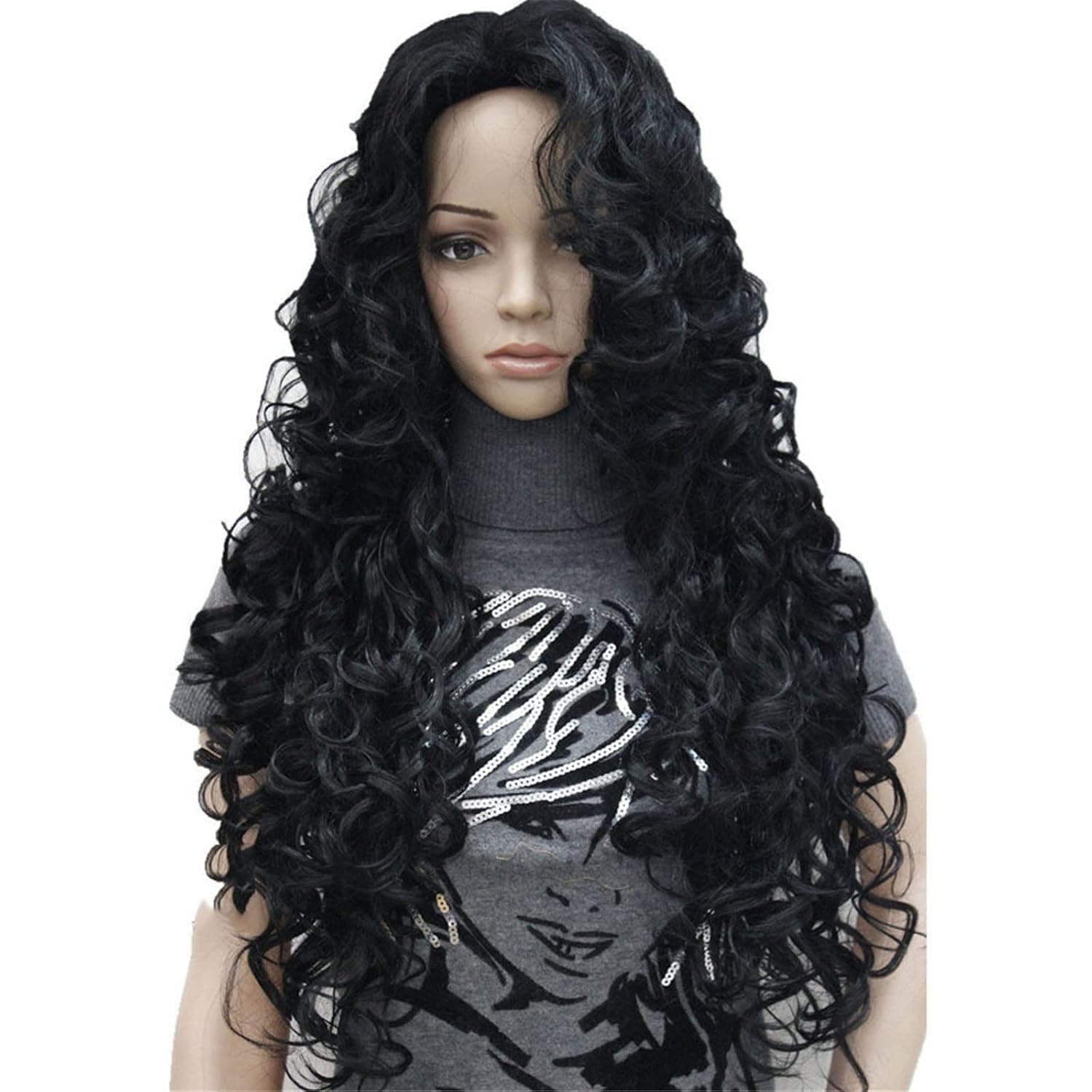 Aimole Long Wavy Synthetic Wigs Black Women Natural Wig(1 Black)