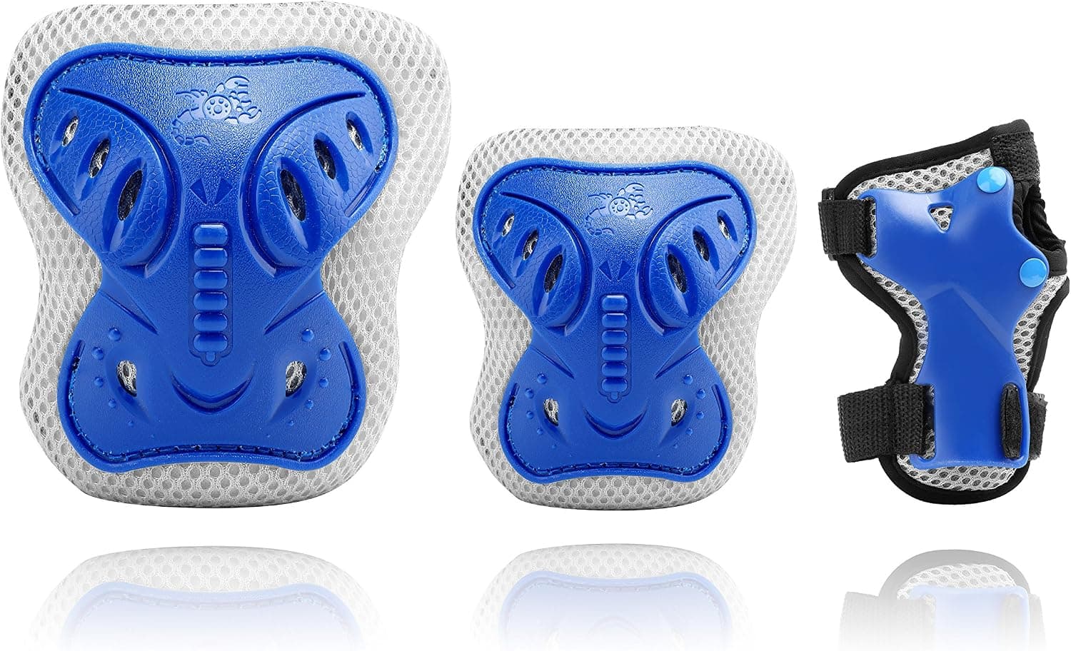 NIECOR 3 in 1 Kids Protective Gear Set Knee Pads Elbow Pads with Wrist Guards for Children Cycling, Skiing, Riding, Skateboard and Climbing Indoor Game etc. (Blue, M)