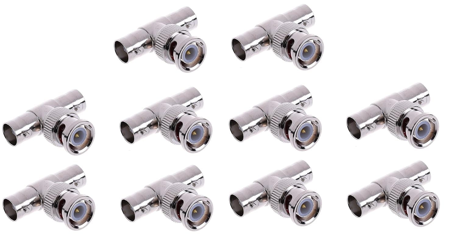Ultra Clarity Cables BNC Splitter (10 Pack) BNC Male Connector to BNC Double Female (T-Shape) Adaptor, for CCTV
