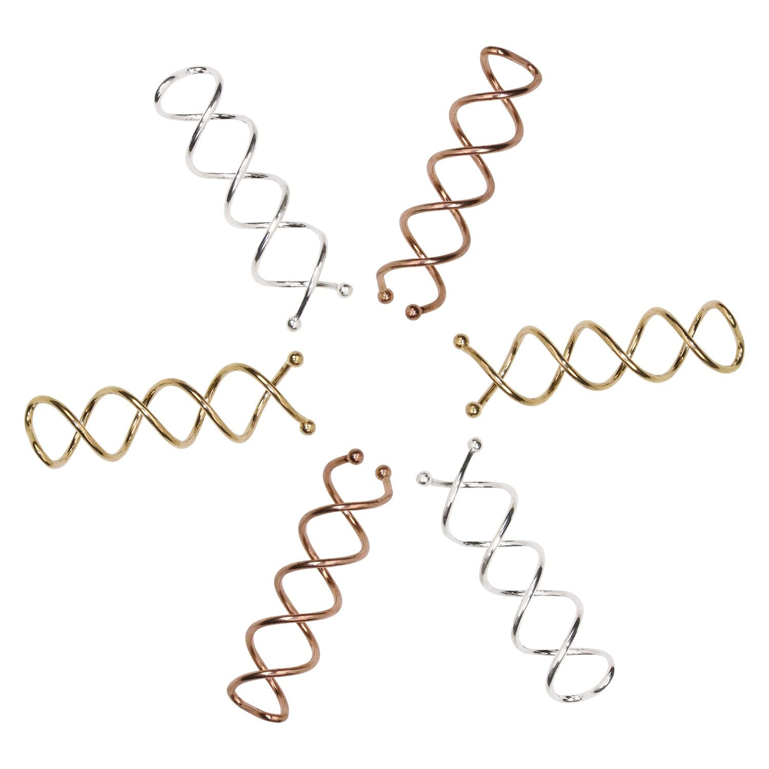 Mini Skater 2 Inch Spiral Hair Pin Easy & Fast Twist Spin Pin Non-Scratch Round Tips Twist Screw Hair Pin for Women Bun Hair Style DIY(Silver/Gold/Rose Gold, Set of 6)