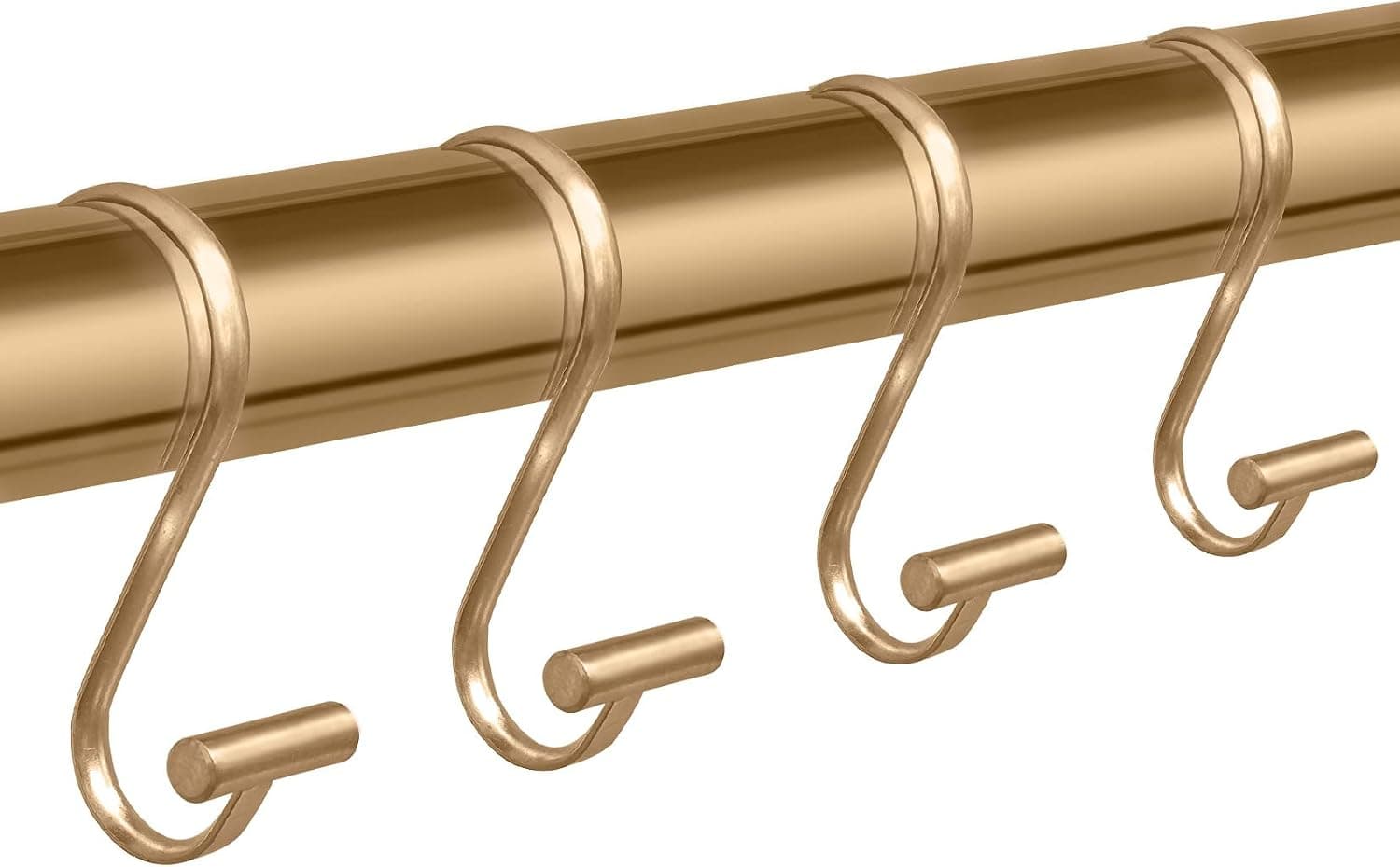 Metal Shower Curtain Hooks,Rust Proof Shower Curtain Rings for Bathroom,T-Bar Decorative Shower Curtain Hooks for Shower Rod,Set of 12(Gold)