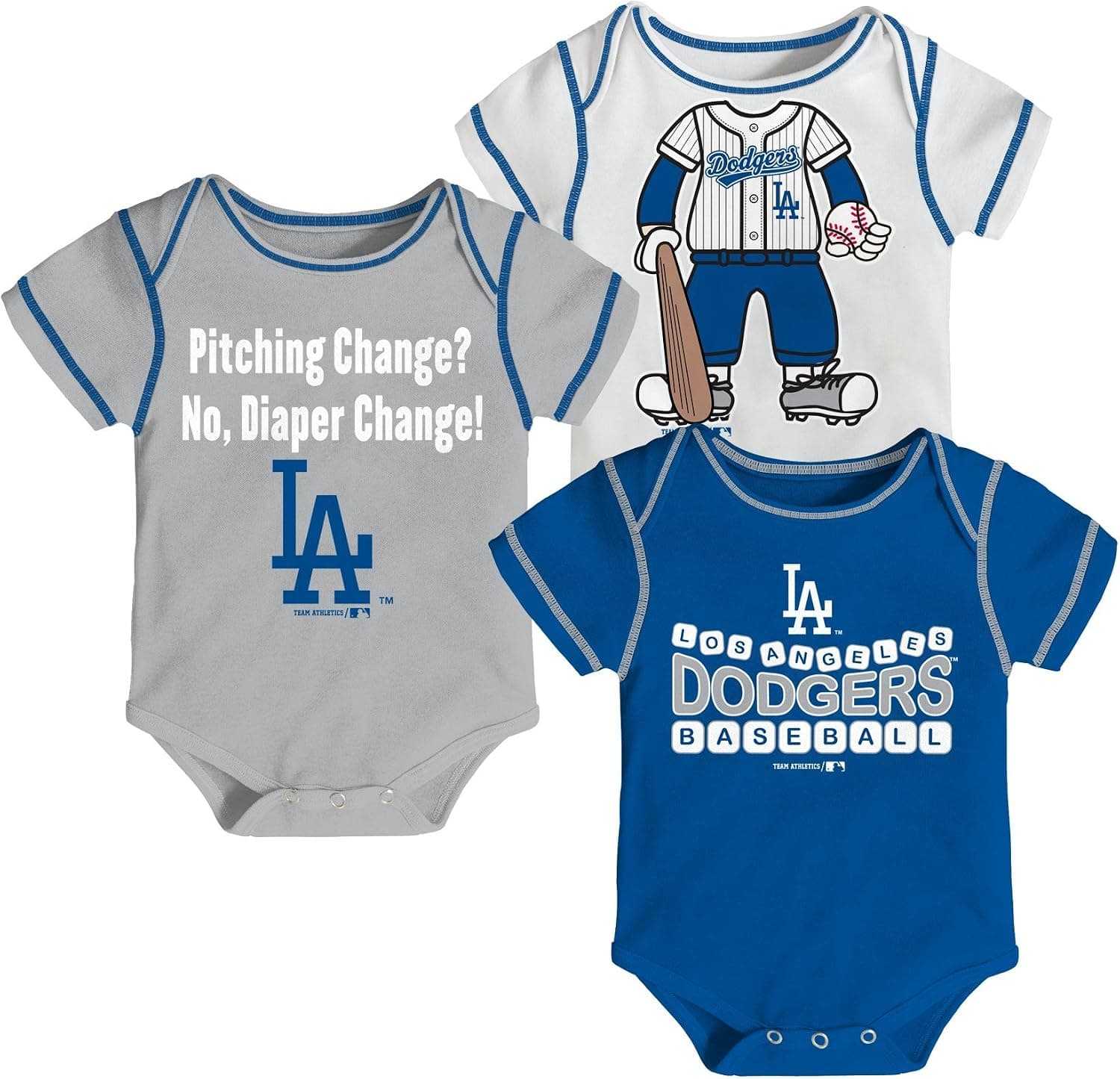 MLB Los Angeles Dodgers Boy's Onesies Pack (3-Piece)
