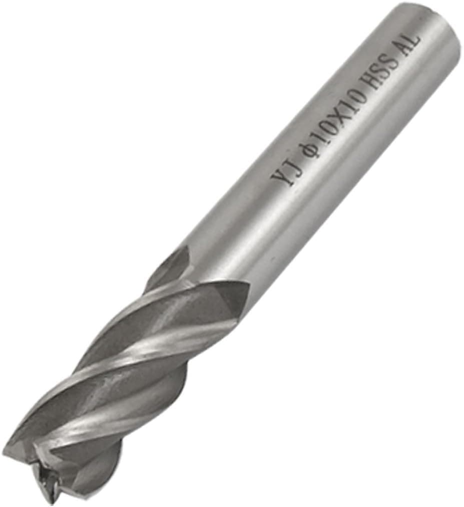 Uxcell Helical Groove 4 Flutes Milling Cutter End Mill, 10mm