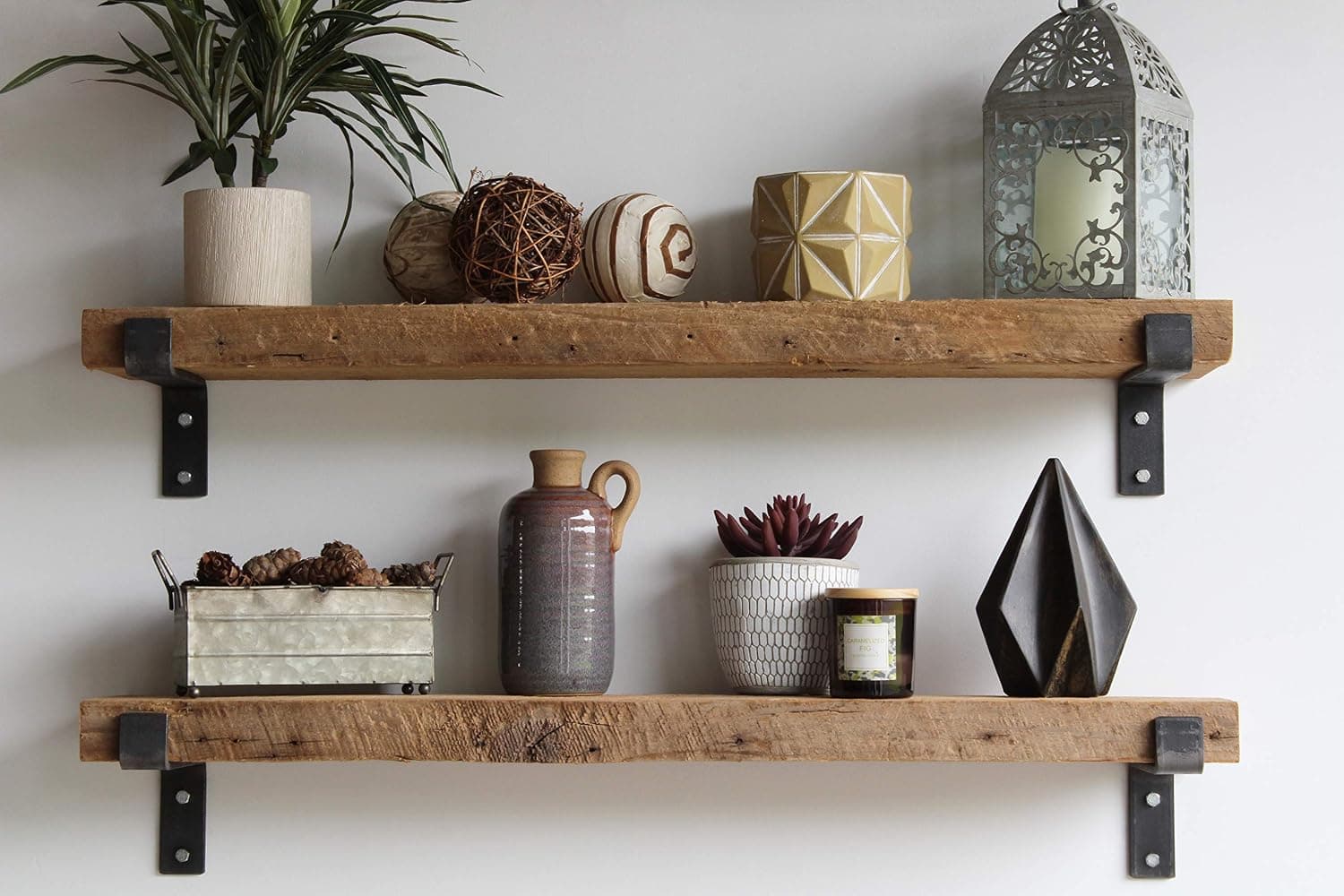 Urban Legacy Reclaimed Wood Accent Shelves Rustic Industrial Amish Handcrafted in Lancaster County, PA | Set of Two with Brackets