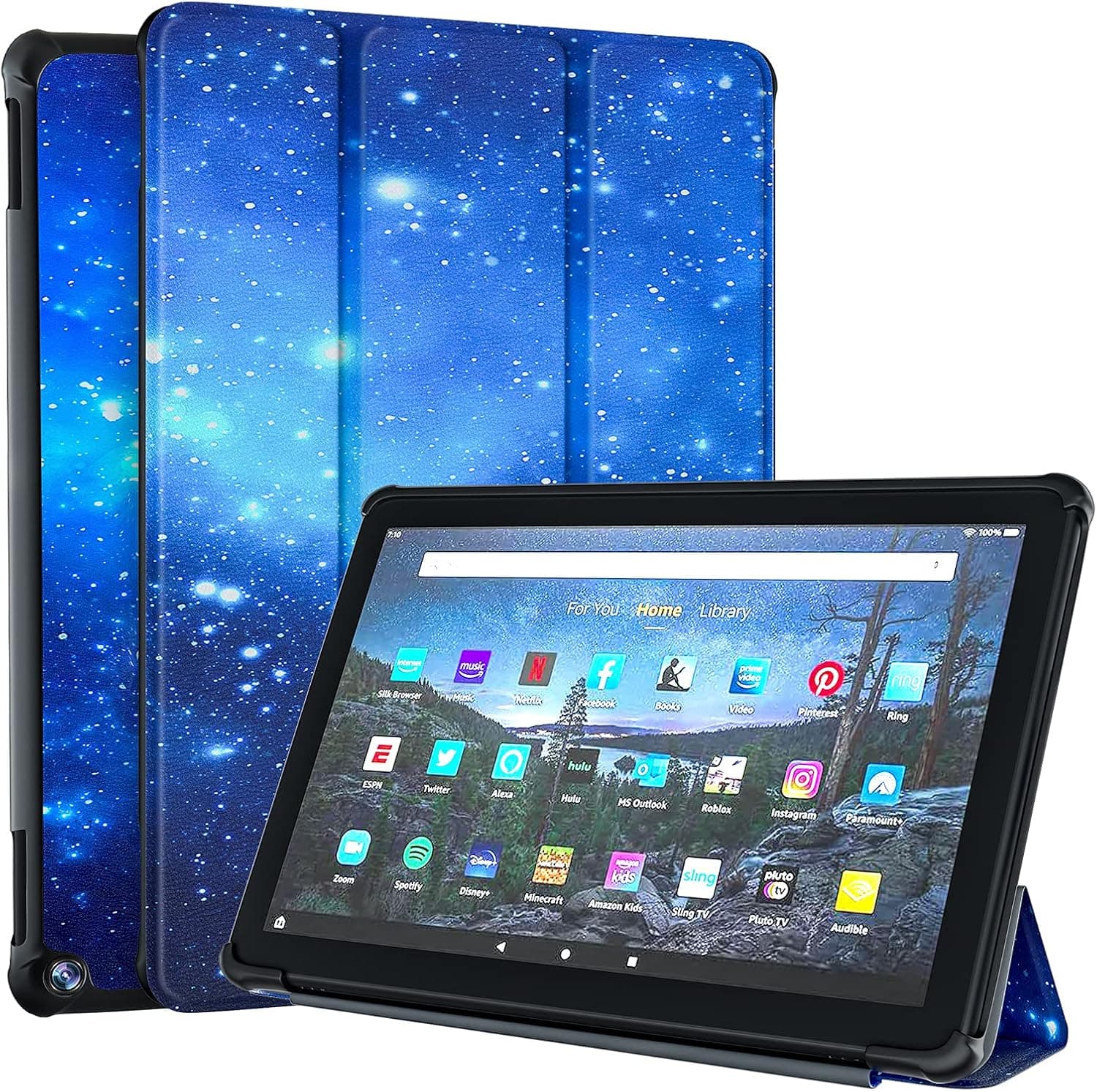 Case for All-New 10 inch Tablet (11th Generation, 2021 Release) - Auorld Premium PU Leather Lightweight Slim Smart Stand Cover with Auto Wake/Sleep, Starry Sky