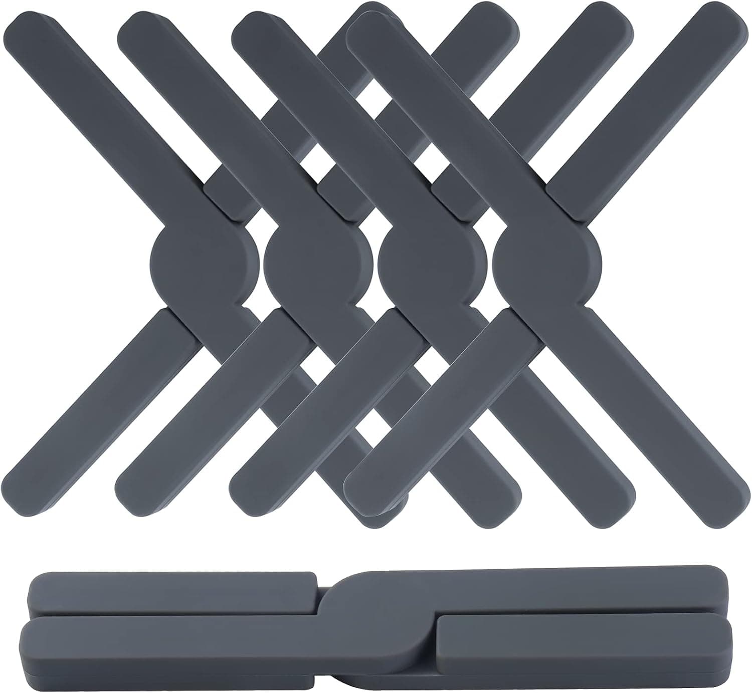4 Pack Foldable Silicone Trivet Mats, Hot Pot Holder Hot Pads Drying Mat Heat Resistant for Table Kitchen (4 Pack Foldable X-Shaped)