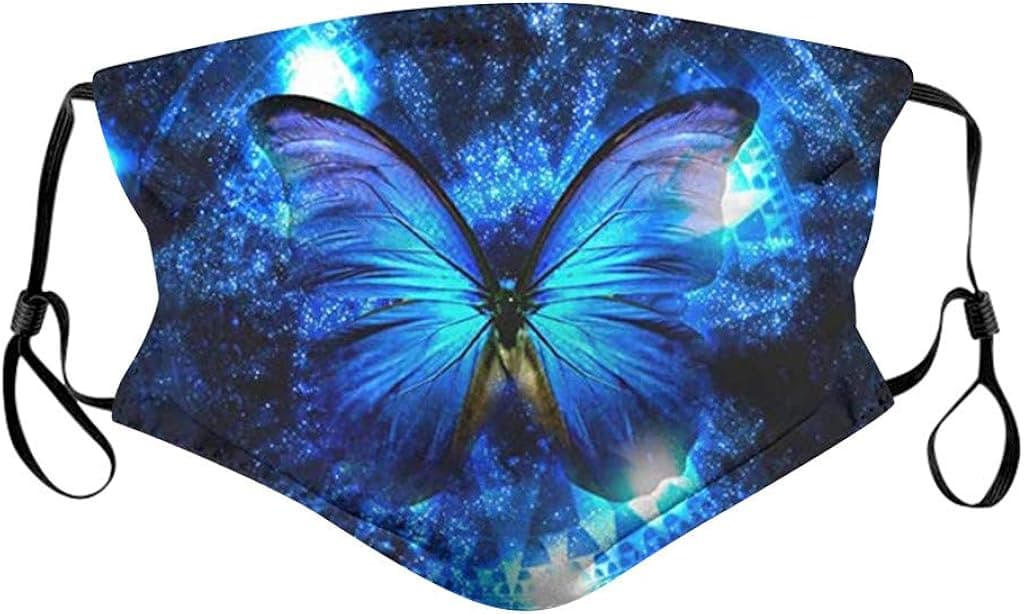 Face Covering with Butterfly/Floral Print Washable and Reusable Cotton Covering, Health Protection Face Covering with Adjustable Ear Loops