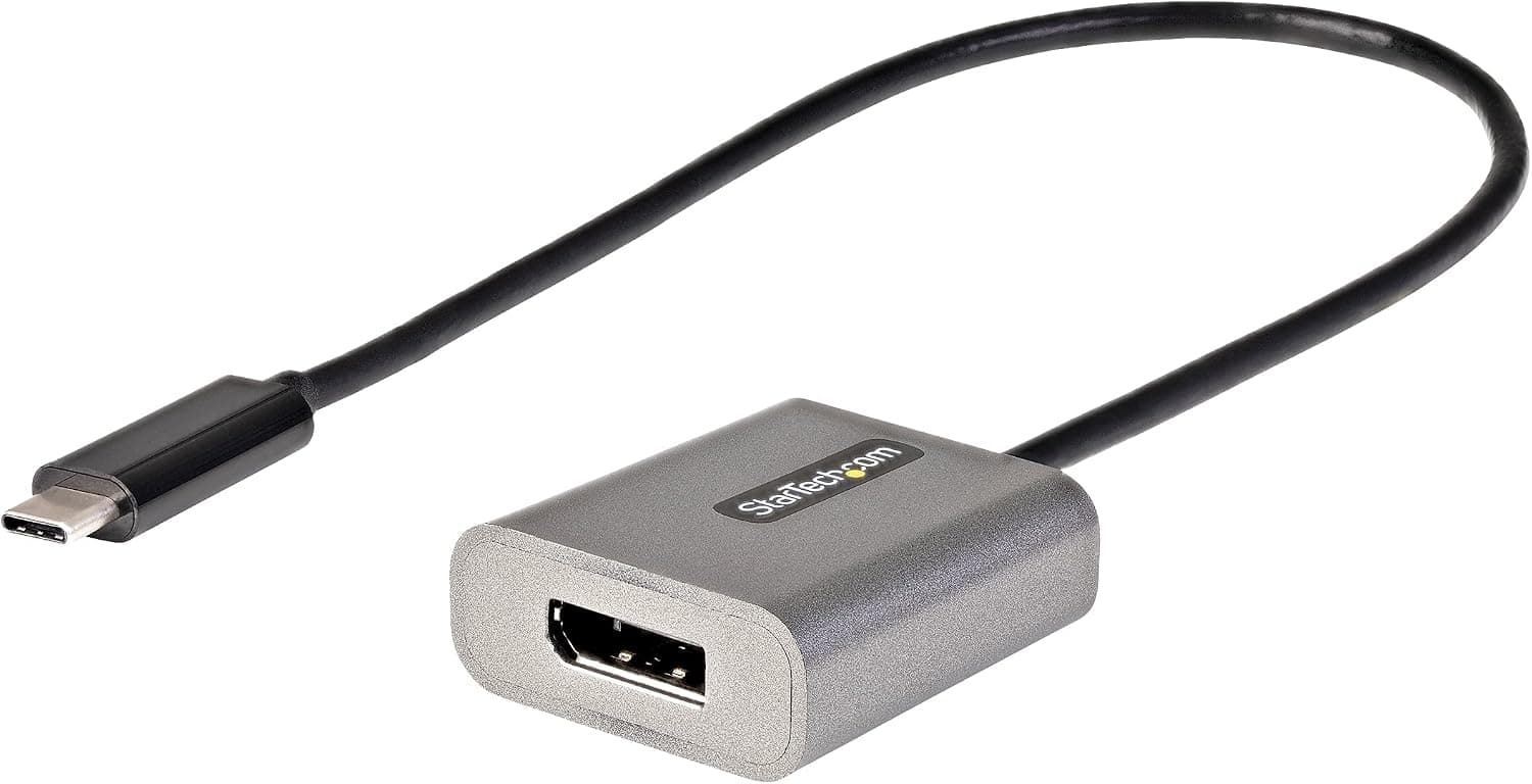 StarTech.com USB C to DisplayPort Adapter, 8K/4K 60Hz USB-C to DisplayPort 1.4 Dongle, USB Type-C to DP Monitor Video Converter, Works w/TB3 - 12" Attached Cable, Upgraded Version of CDP2DP (CDP2DPEC)