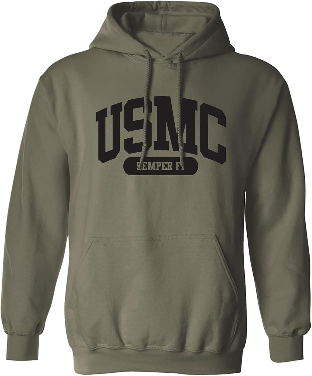 USMC Semper Fi Marines Hooded Sweatshirt in Military Green