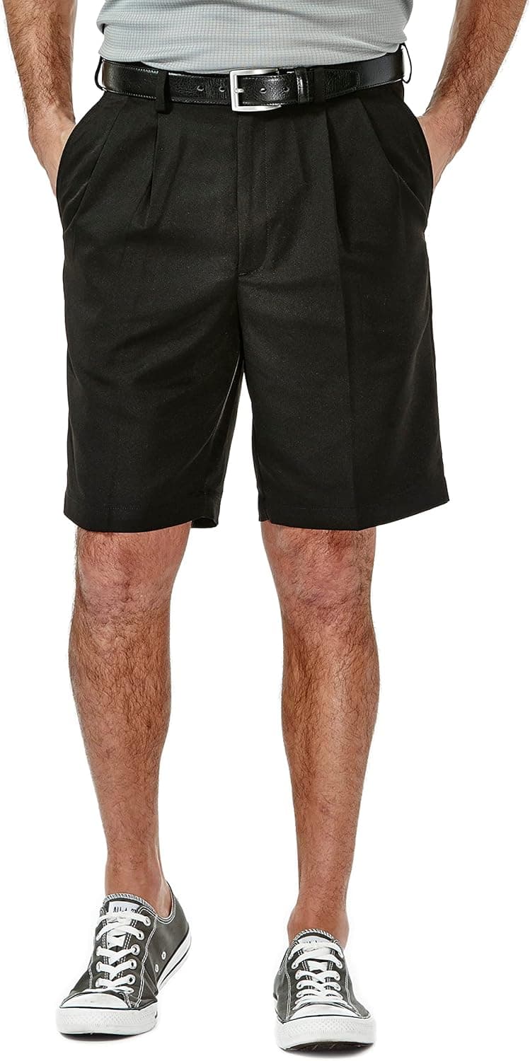 Haggar Men's Cool 18 Pleat Front Hidden Expandable Waist Short-Regular and Big & Tall Sizes