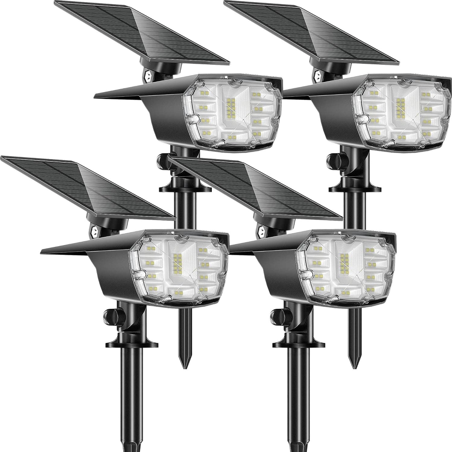 NFESOLAR Solar Spotlight Outdoor with 28 LEDs, Adjustable 2-in-1 Solar Lights Outdoor IP67 Waterproof, Solar Powered Landscaping Lights Outdoor for Yard Garden Pathway Patio (White 4 Pack)