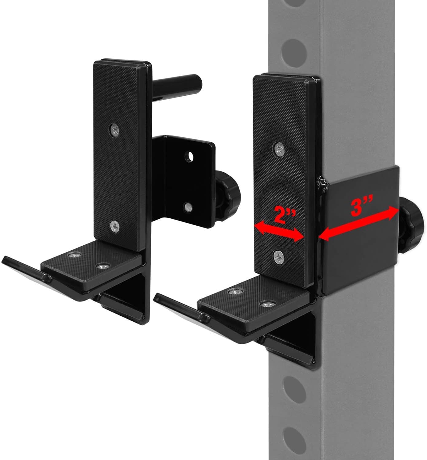 Yes4All J-Hooks Barbell Holder for Power Rack - J Hook Weight Rack/Fitness Racks J Hook - Fit 2x3 inch Square Tube (Pair), B. Black - J-Hook 2x3