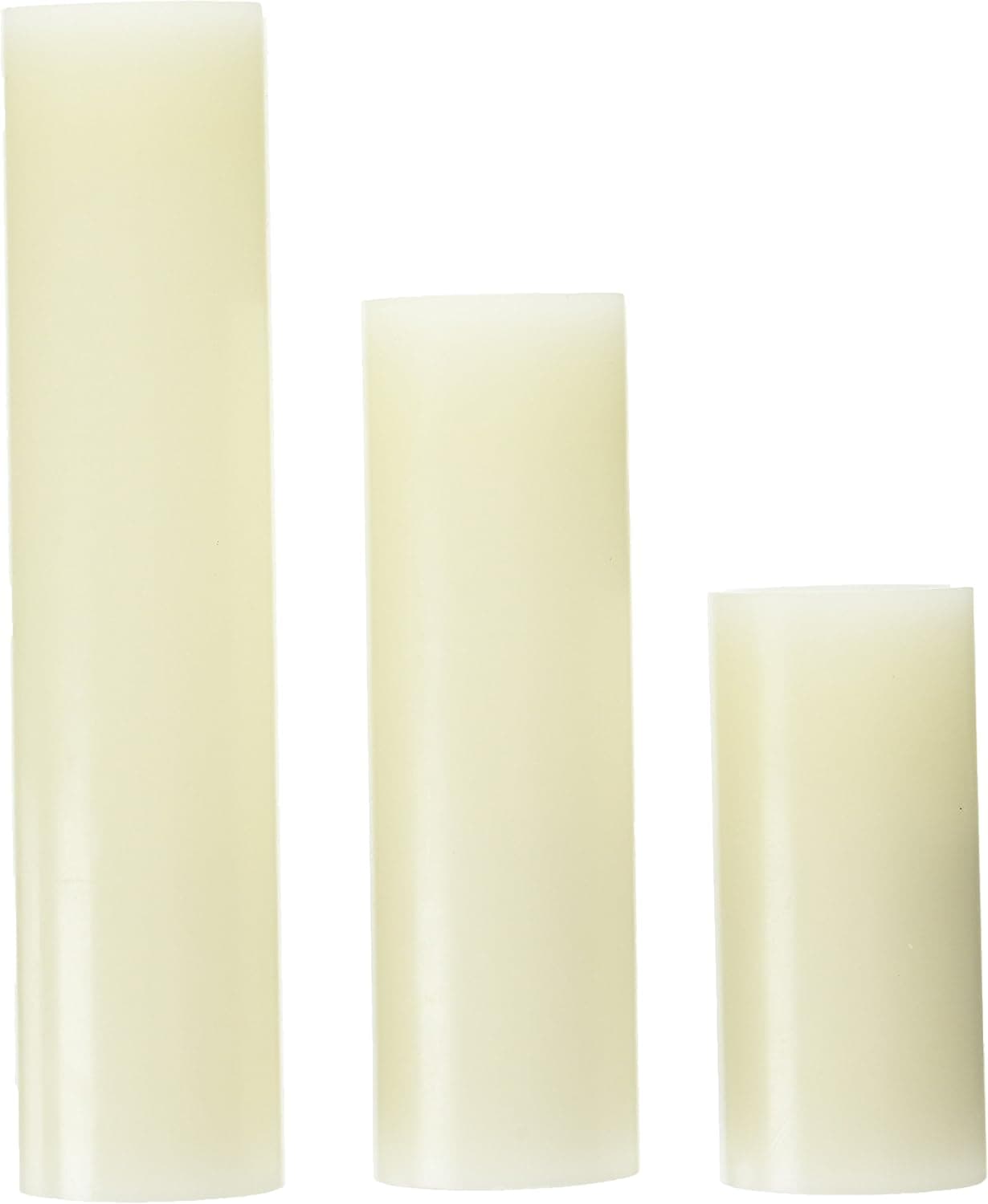Inglow CGT63538CR3 Plastic Slim Pillar LED Flameless Candle Cream, 3-Pack