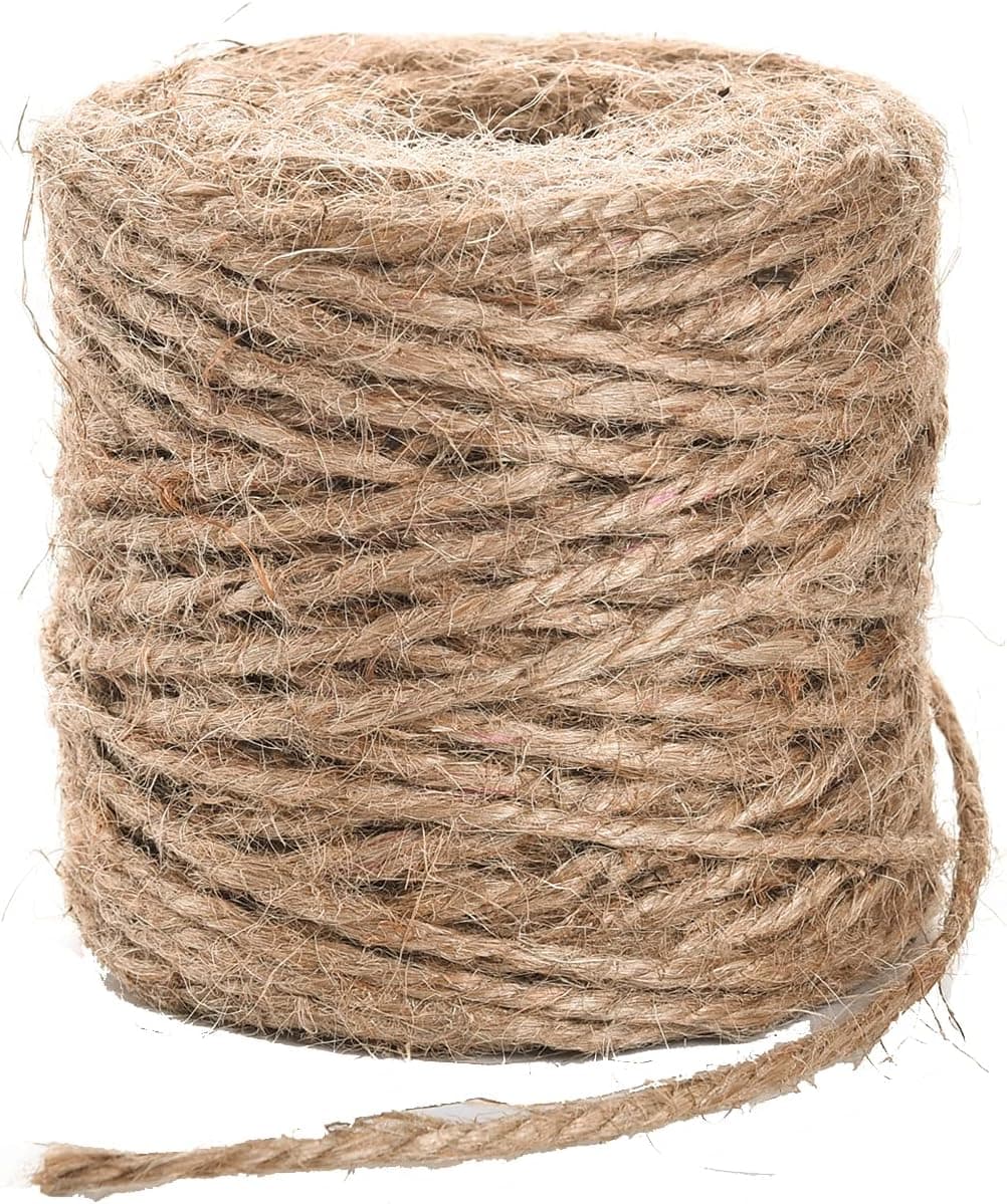 Natural Jute Twine Arts and Crafts Jute Rope Industrial Packing Materials Packing String for DIY Crafts, Festive Decoration and Gardening Applications 3ply,164 Feet