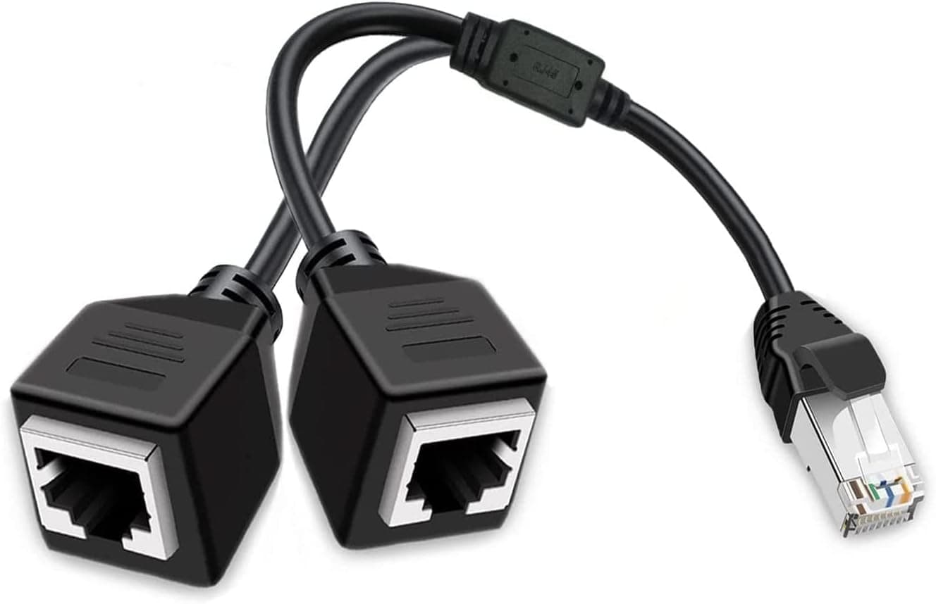 Ethernet Splitter 1 to 2 Port Network Adapter, sartyee Suitable for Super Category 5/5e/6/7, Applicable to Equipment with RJ45 Interface, Computer, Router, Set-top Box, Optical Modem
