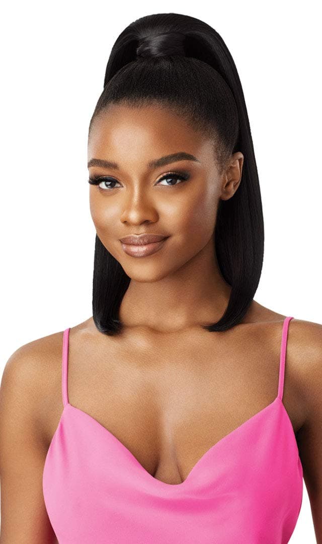 Outre PRETTY QUICK Premium Heat Resistant Synthetic Salon Style Wrap Ponytail Bulk-Free Quick Easy Styling Lightweight Soft Feel & Natural Luster - SLEEK STRAIGHT 16" (1)