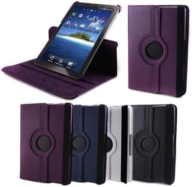 GMYLE (TM Purple 360 Degrees Rotating Swivel Magnetic Leather Flip Folio Stand Cover Case Pouch for Samsung Galaxy Tab 1 2 10.1 P5100 P7510