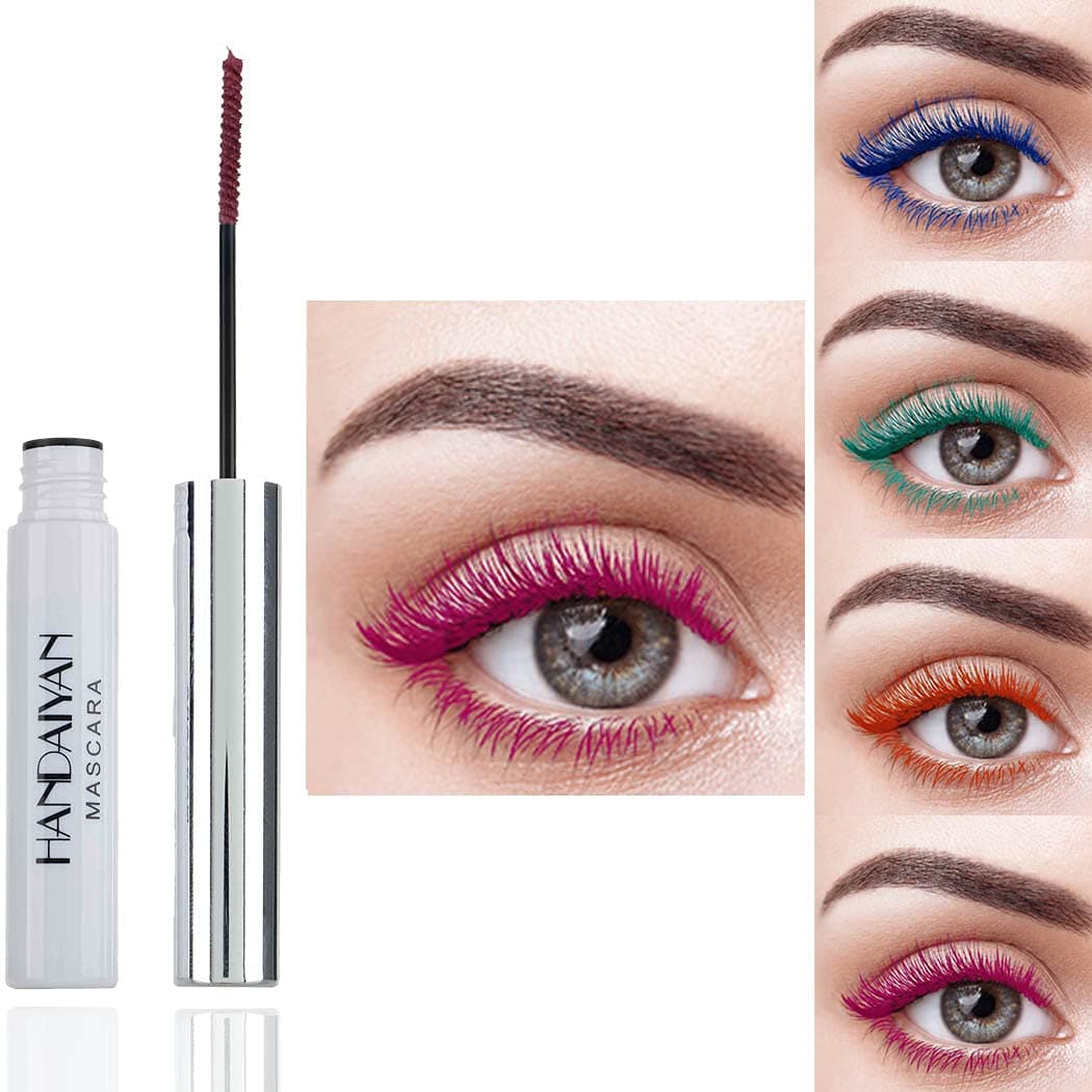 Kisshine Colorful Mascara Rainbow Fiber Mascara Pink Thick & Long Eyelash Smudge-Proof Eyes Makeup Gift for Women and Girls Pack of 1 (C-Pink 12#)