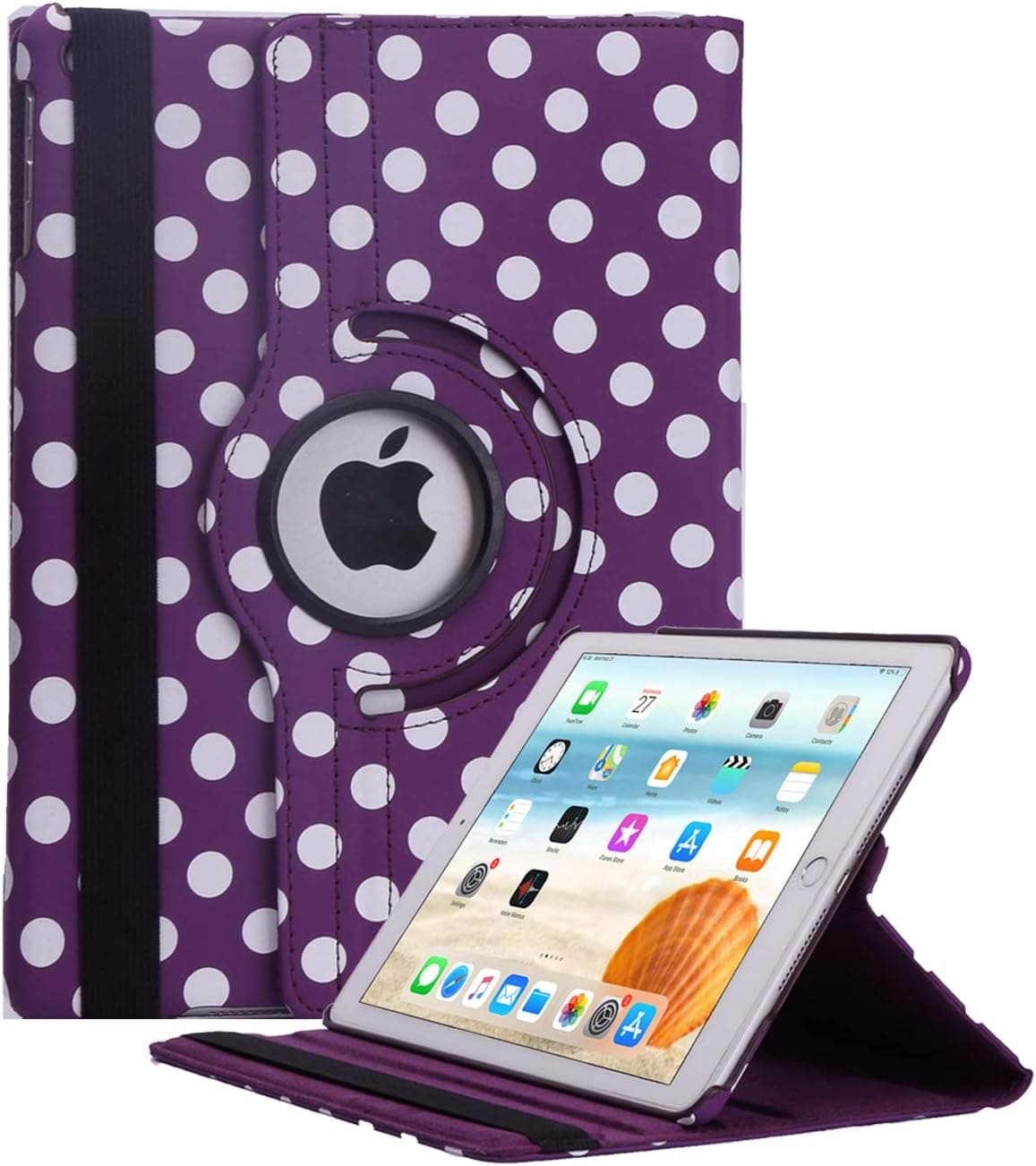 iPad 5th Generation/iPad 6th Generation/iPad Air 2/iPad Air Case,PU leather Folid Protective Stand 360 Degree Rotating Case Cover for 9.7 Inch iPad Air 2/Air/2017 2018 iPad 5th&6th Generation - Purple