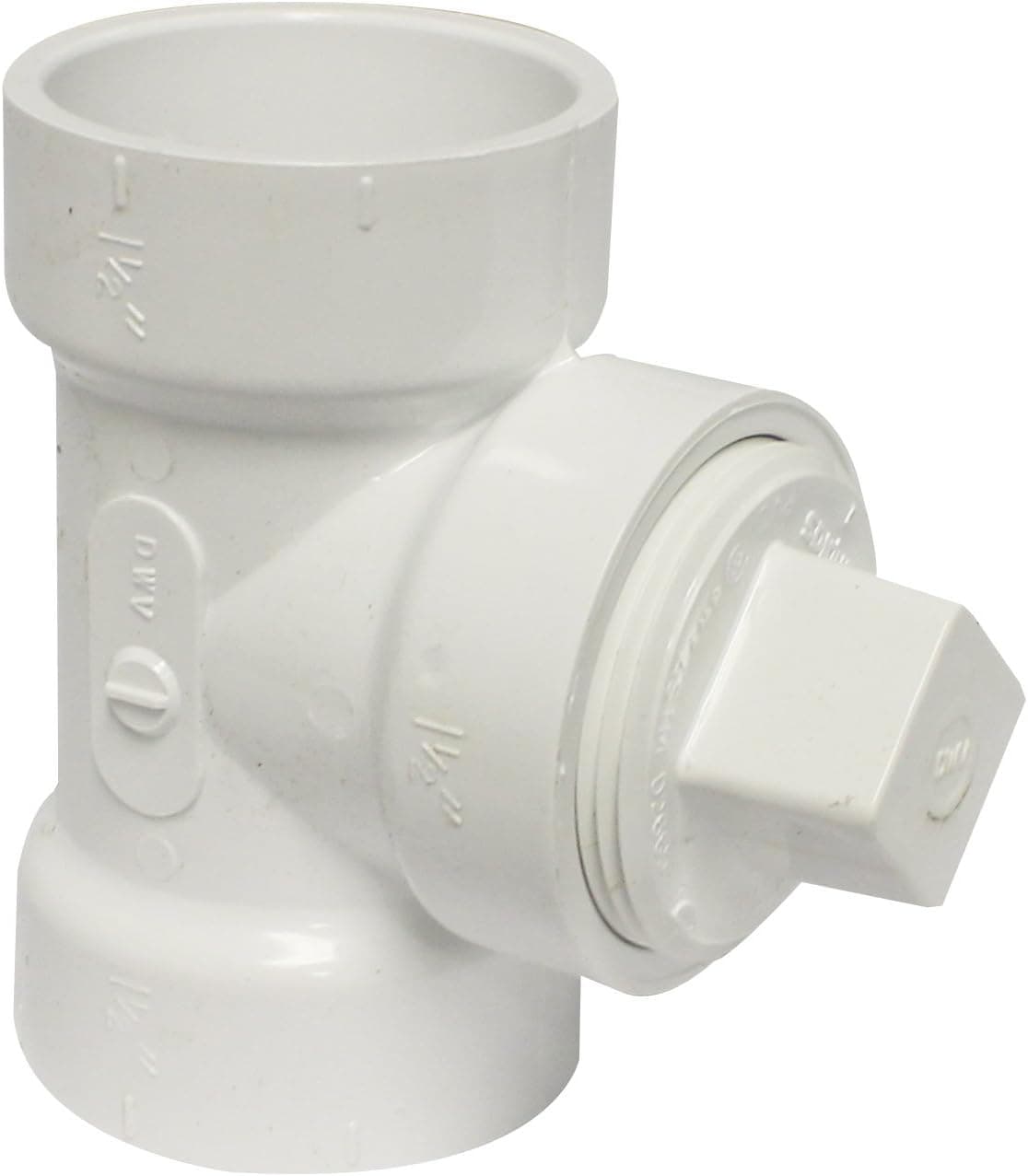 Canplas 192114AS PVC DWV CO Tee with Plug, 1-1/2-Inch, White