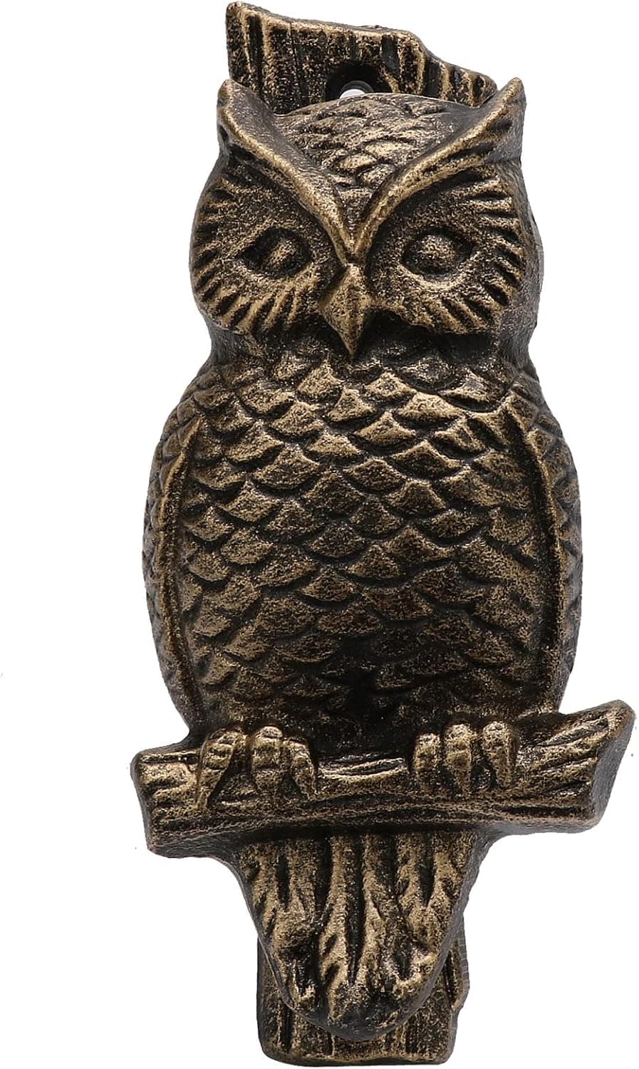 Perched Owl Front Door Knocker - Cast Iron Rustic Style
