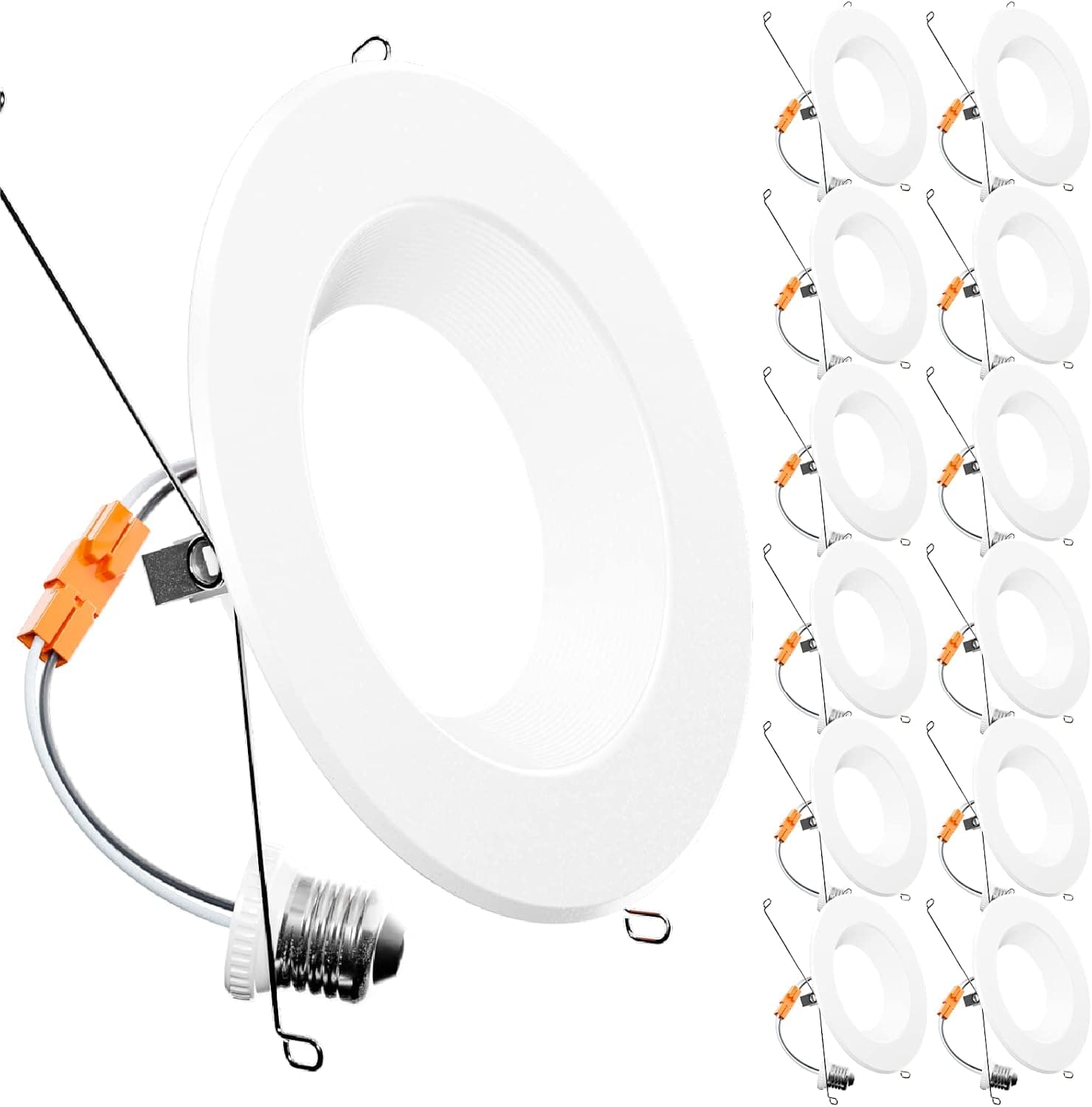 Sunco LED Recessed Lighting 6 Inch, 12 Pack 6000K Daylight Deluxe 50,000 Hour Lifetime, Dimmable Can Lights, Baffle Trim, 13W=75W, 1050LM, Damp Rated, Retrofit Installation - UL Certified