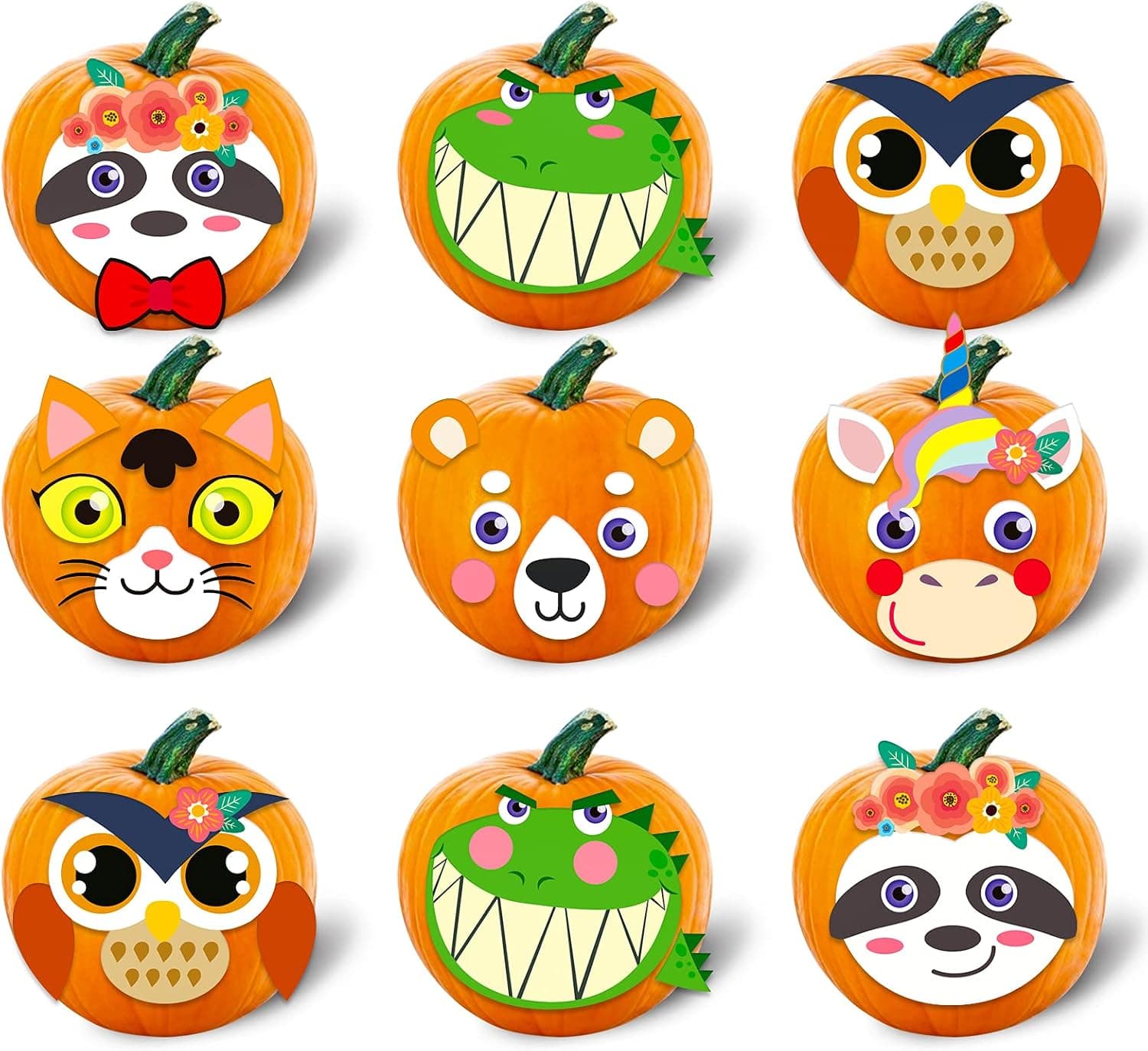 Hohomark Halloween Pumpkin Decorating Stickers,12 Packs Craft Foam Stickers Kit Make Your Own Face for Party Decorations Supplies Trick or Treat Favors 9.5inchx 11inch